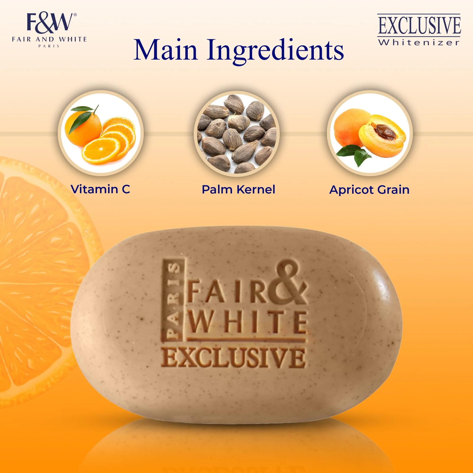FAIR & WHITE Exclusive Exfoliating Soap - 7 oz / 200 g - Skin Brightening Bar, Moisturizing Soap for Uneven Skin Tone, with Vitamin C and Shea Butter - Image 7