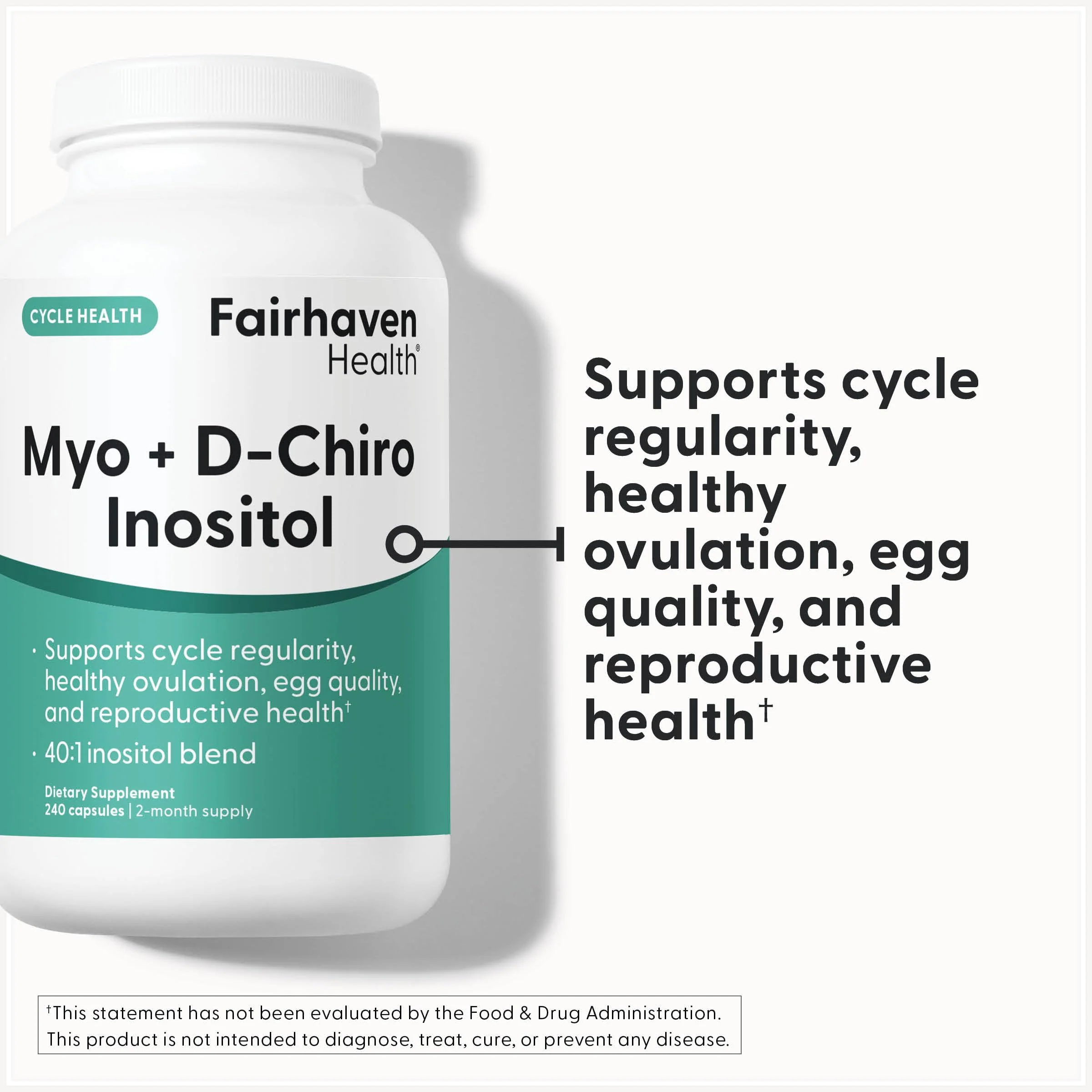 Fairhaven Health Myo-Inositol and D-Chiro Inositol Supplement for Women | 40:1 Ratio | Female Fertility Supplement for Women and Hormone Balance* | Vegan | 240 Myo & D-Chiro Inositol Capsules - Image 8