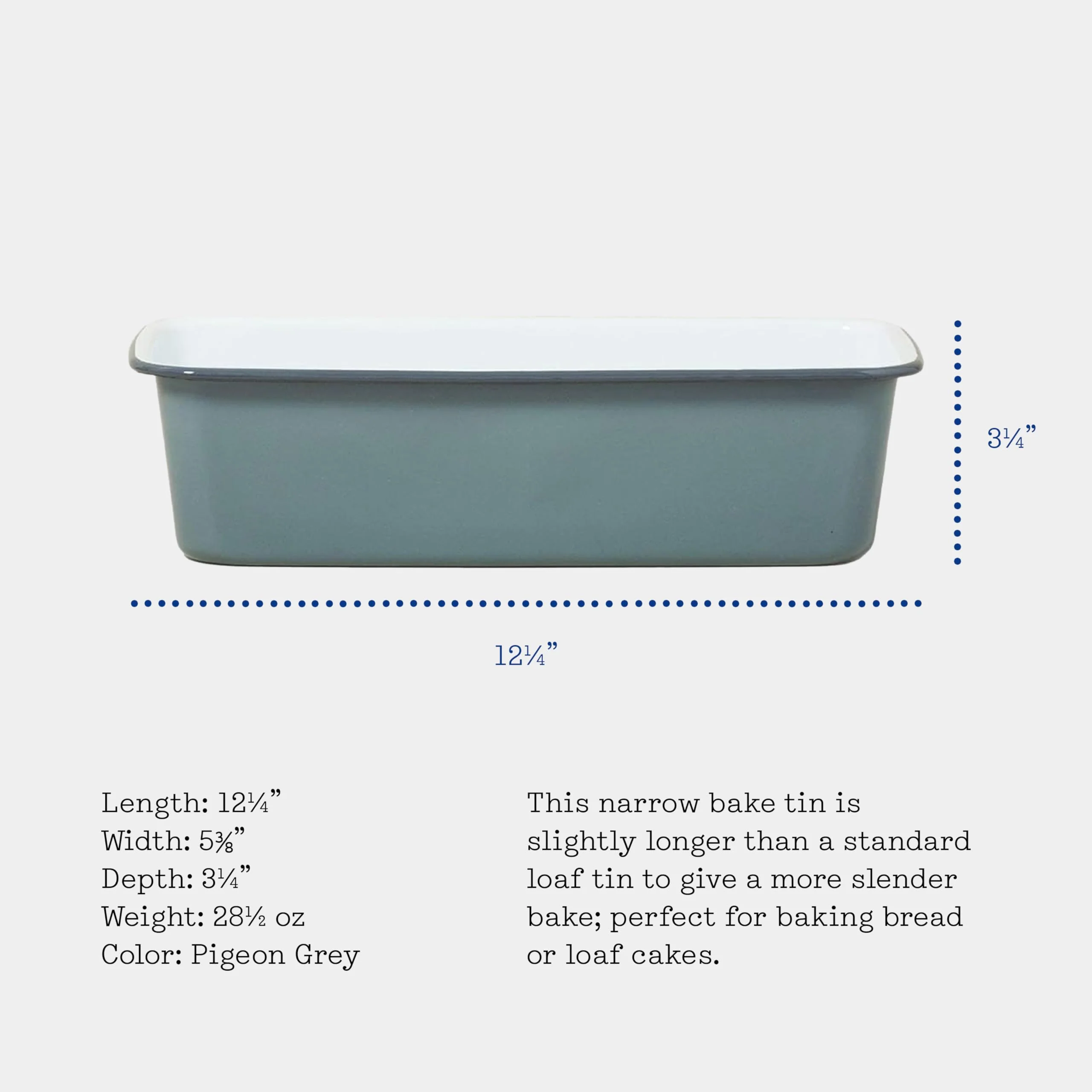 Falcon Enamelware Loaf Tin, Heavy-Gauge Steel, Enamel Tin 12"x 5", Oven Safe to 530°F, Dishwasher Safe & Freezer Safe (Pigeon Gray) - Image 7