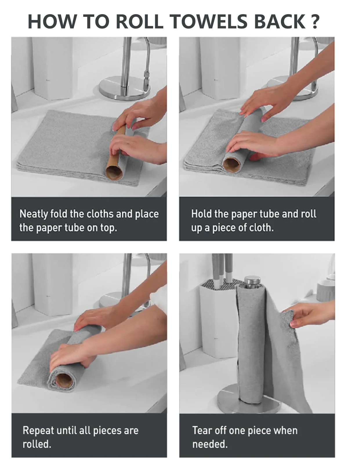 Fantasticlean Microfiber Cleaning Cloth Roll -60 Pack, Tear Away Microfiber Towels, 12" x 12", Reusable, Washable, Scratch Free, Ultra Absorbent for All-Around Cleaning Supplies (Grey & DimGrey) - Image 2