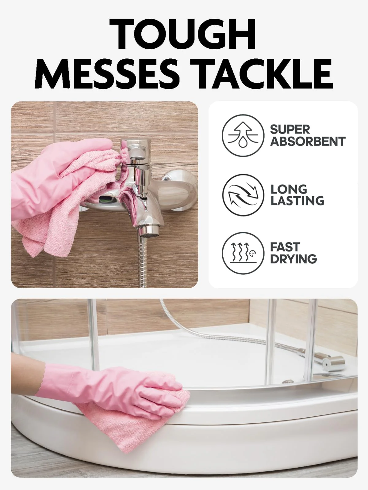 Fantasticlean Microfiber Cleaning Cloth Roll -675 Pack, Tear Away Microfiber Towels, 12" x 12", Reusable, Washable, Ultra Absorbent Dishcloth for All-Around Cleaning Supplies (9 Rolls of Pink) - Image 7