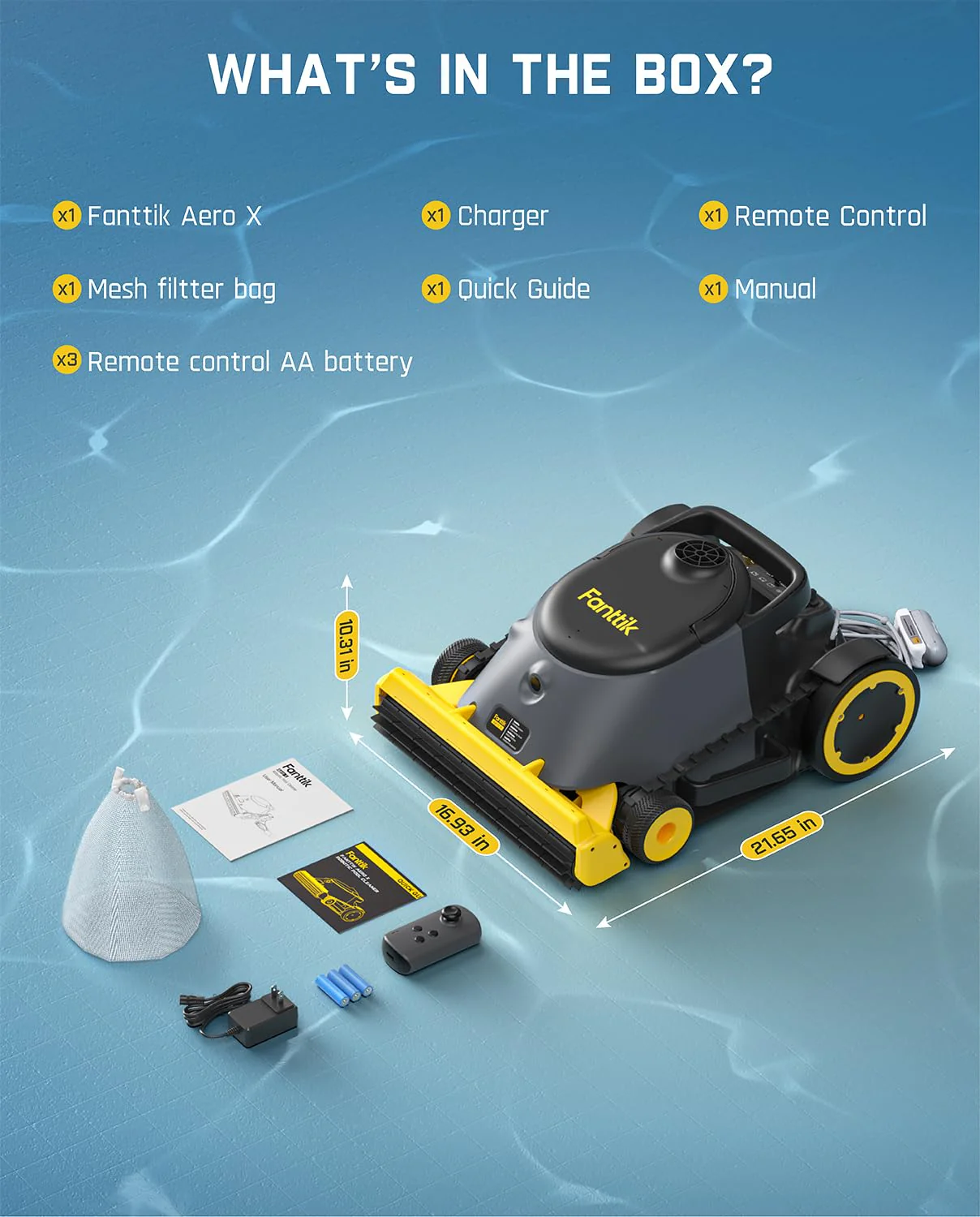 Fanttik Aero X Horizontal Waterline Cleaning, 4X Efficiency, 6H Working Time Cordless Robotic Pool Vacuum Cleaner, Clean Waterline, Wall, Floor, up to 5382 sq.ft, APP & Remote Control - Image 2