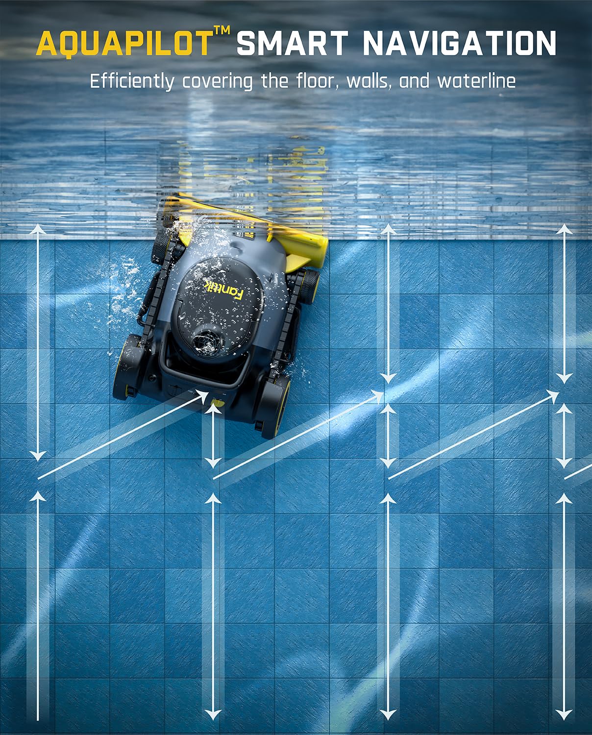 Fanttik Aero X Horizontal Waterline Cleaning, 4X Efficiency, 6H Working Time Cordless Robotic Pool Vacuum Cleaner, Clean Waterline, Wall, Floor, up to 5382 sq.ft, APP & Remote Control - Image 5