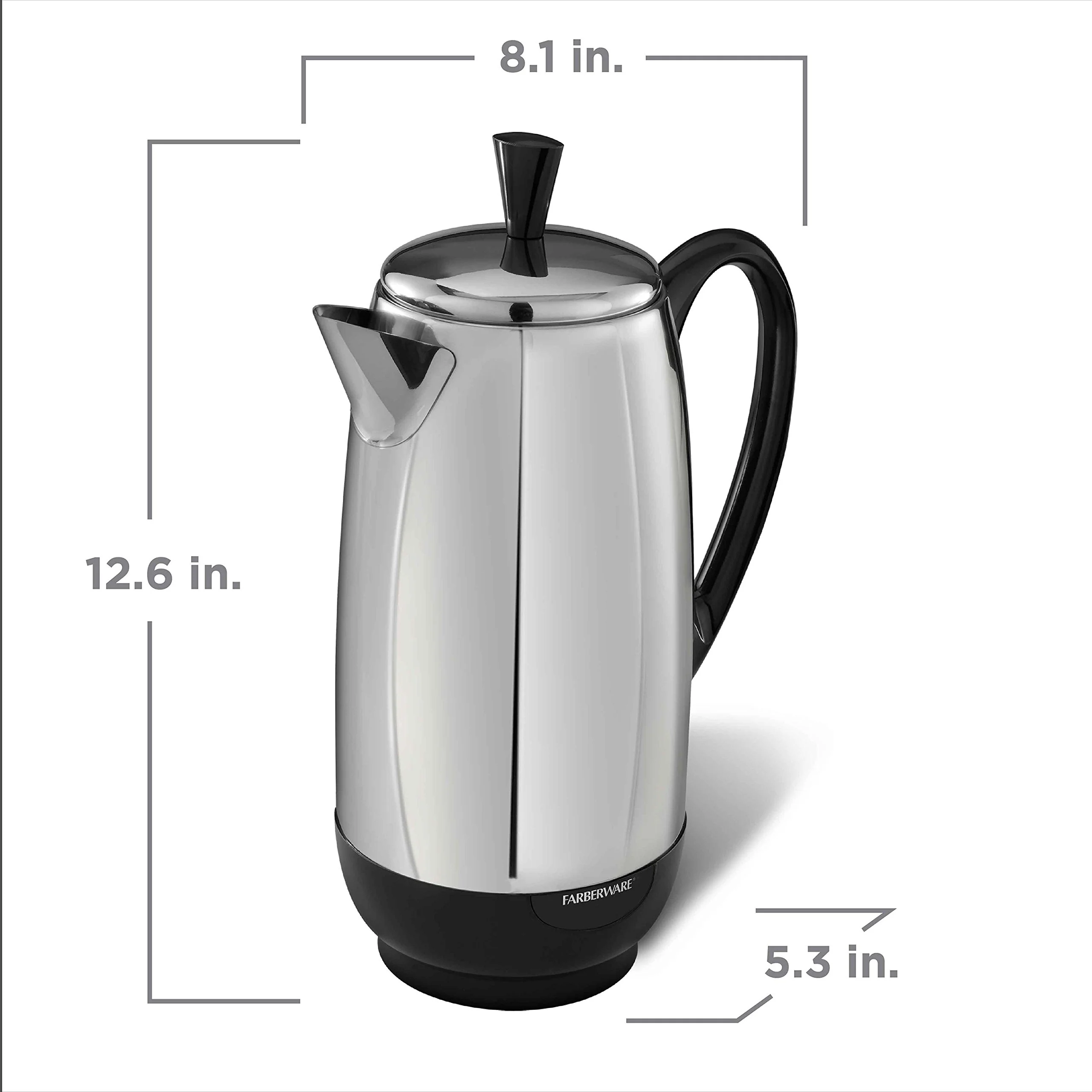 Farberware 12 Cup Electric Coffee Percolator, Coffee Maker with Stainless Steel Basket, Automatic Keep Warm, No-Drip Spout - Image 8