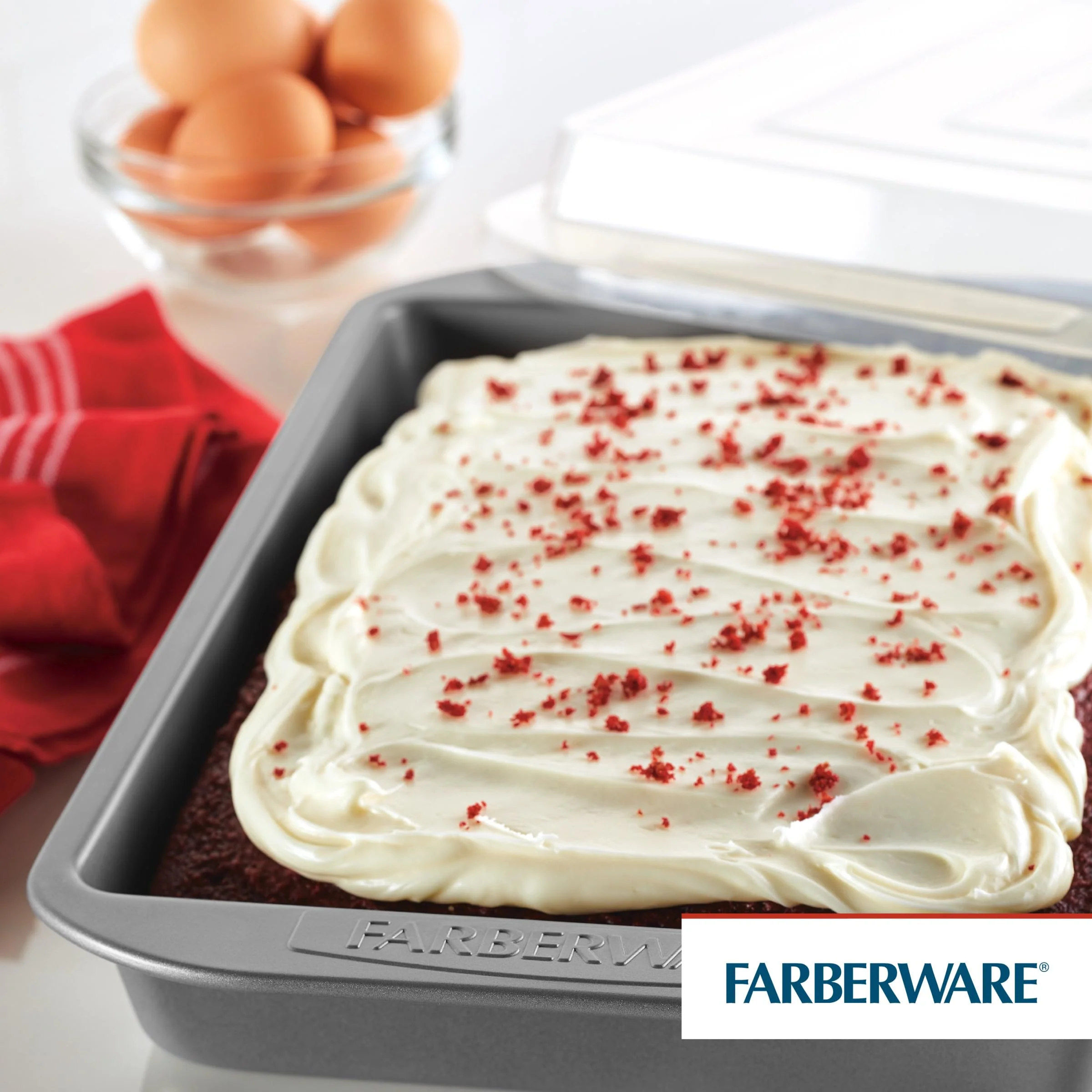 Farberware Nonstick Bakeware Baking Pan With Lid / Nonstick Cake Pan With Lid, Rectangle - 9 Inch x 13 Inch, Gray - Image 9