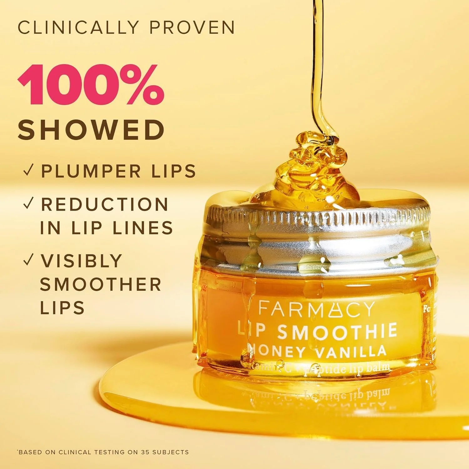 Farmacy Vitamin C + Peptide Hydrating Lip Balm - Lip Smoothie Moisturizing + Plumping Treatment - Smooths Lines with a High-Gloss Finish - Honey Vanilla (10g) - Image 8