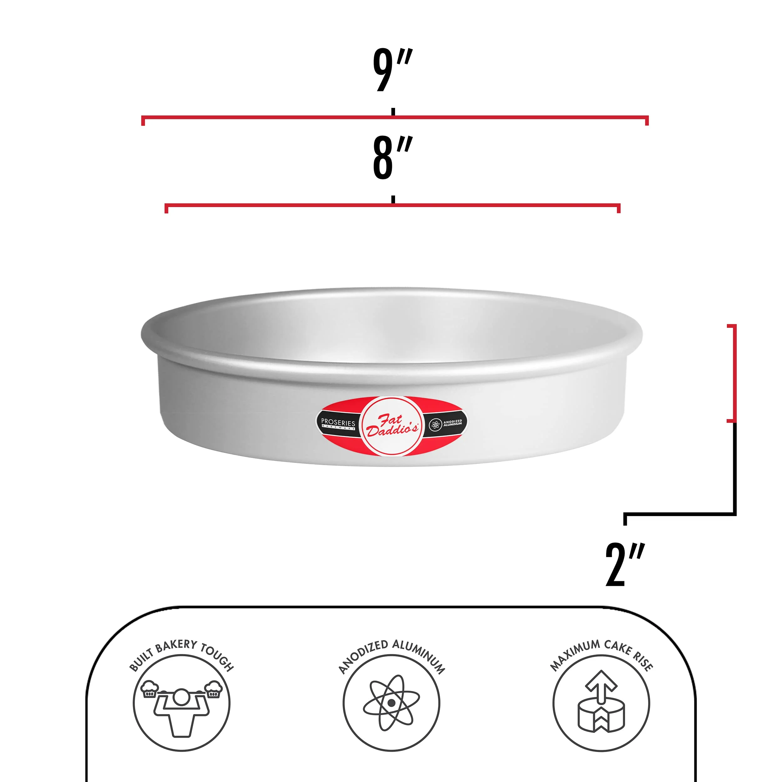 Fat Daddio's Anodized Aluminum Round Cake Pan, 8 x 2 Inch - Image 5