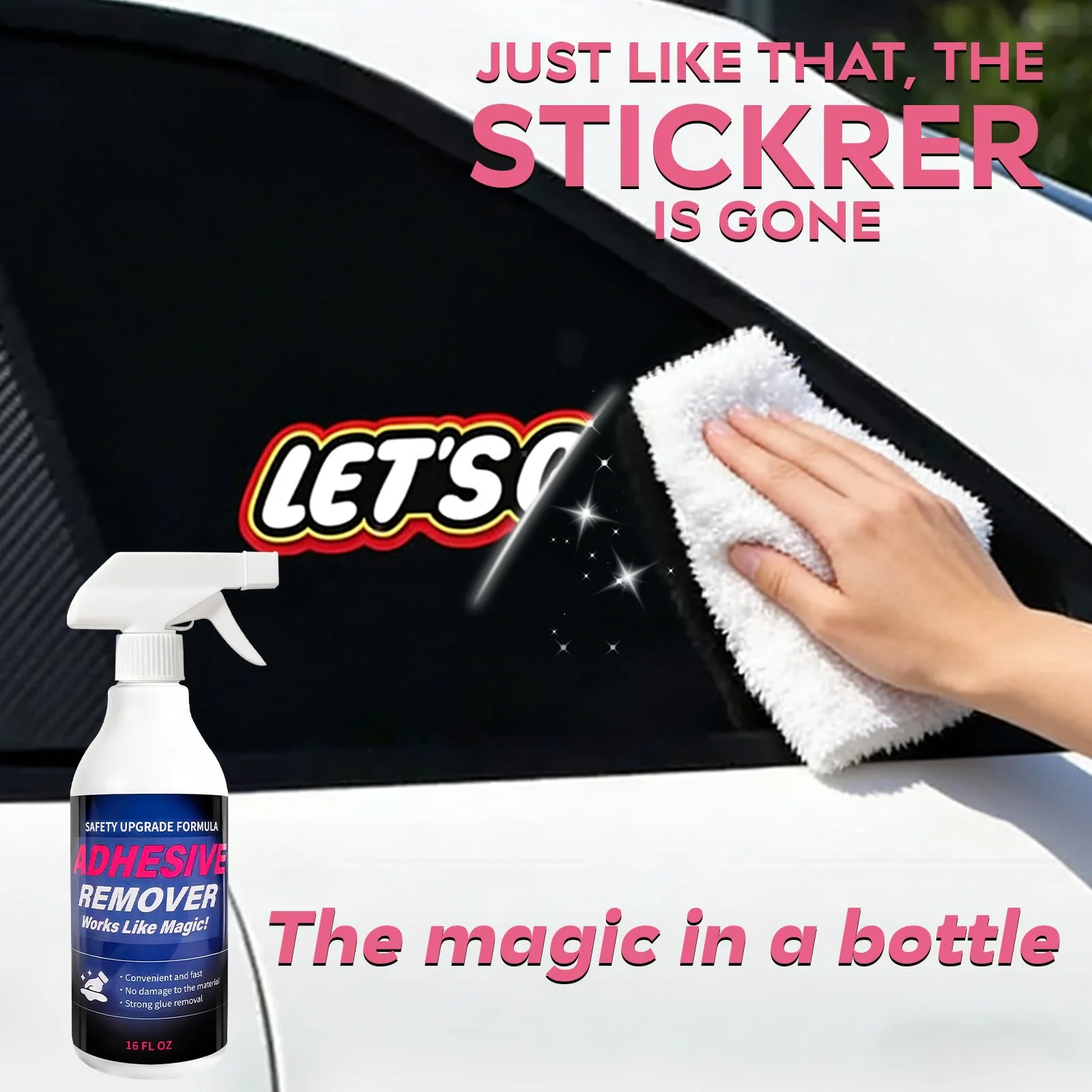 FAVIRZCE Adhesive Remover Spray for Sticky Residue - Heavy Duty Sticker Eraser for Cars Glass Plastic Metal - Cleans Decals Glue Crayon Tar Gum & Labels - Surface Safe Formula - Image 2