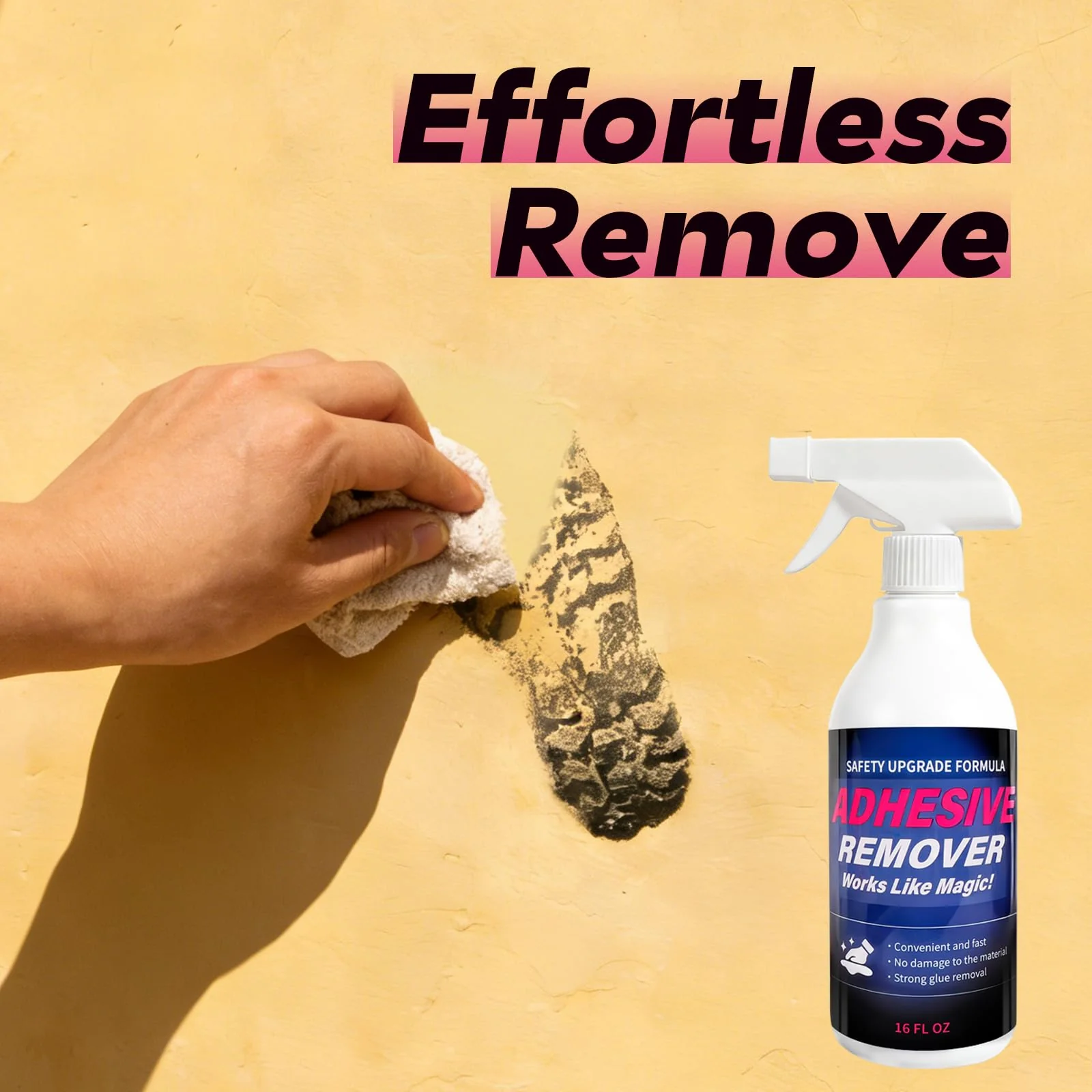 FAVIRZCE Adhesive Remover Spray for Sticky Residue - Heavy Duty Sticker Eraser for Cars Glass Plastic Metal - Cleans Decals Glue Crayon Tar Gum & Labels - Surface Safe Formula - Image 3