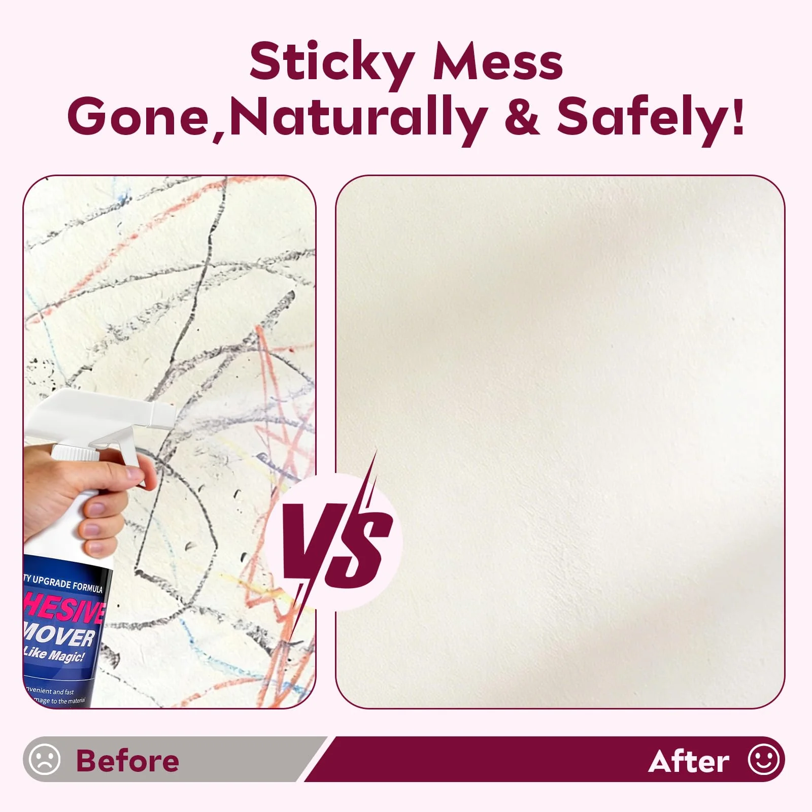 FAVIRZCE Adhesive Remover Spray for Sticky Residue - Heavy Duty Sticker Eraser for Cars Glass Plastic Metal - Cleans Decals Glue Crayon Tar Gum & Labels - Surface Safe Formula - Image 4