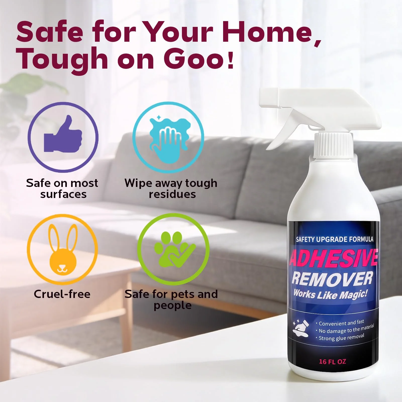FAVIRZCE Adhesive Remover Spray for Sticky Residue - Heavy Duty Sticker Eraser for Cars Glass Plastic Metal - Cleans Decals Glue Crayon Tar Gum & Labels - Surface Safe Formula - Image 5