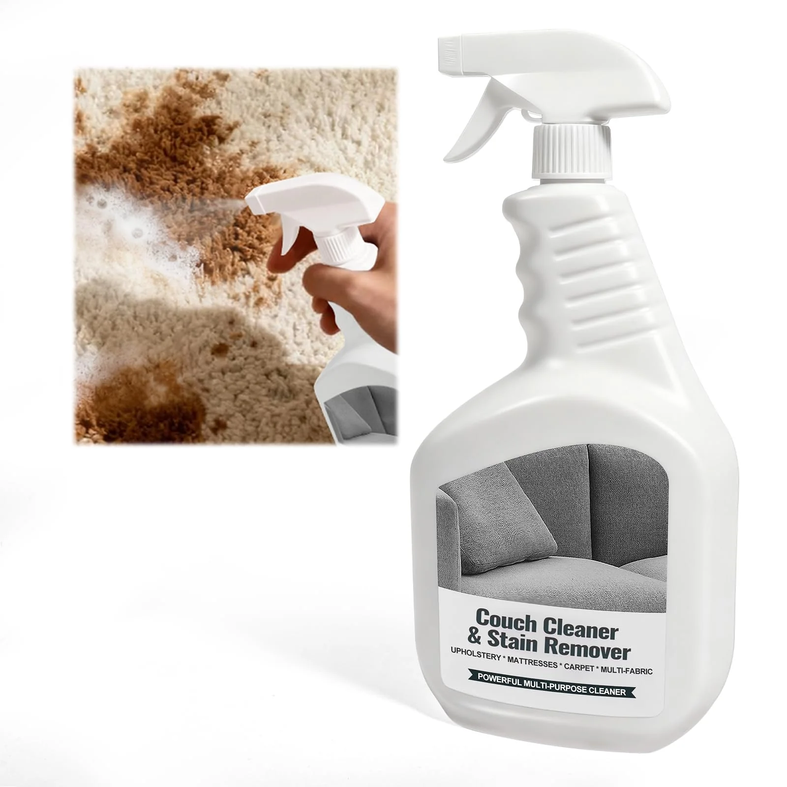 FAVIRZCE Couch Cleaner & Stain Remover Spray: Strength Multi-Surface Upholstery Cleaner - Pet-Safe Non-Toxic Quick-Drying for Fabric Sofas Carpet Furniture Couches & Car Interiors