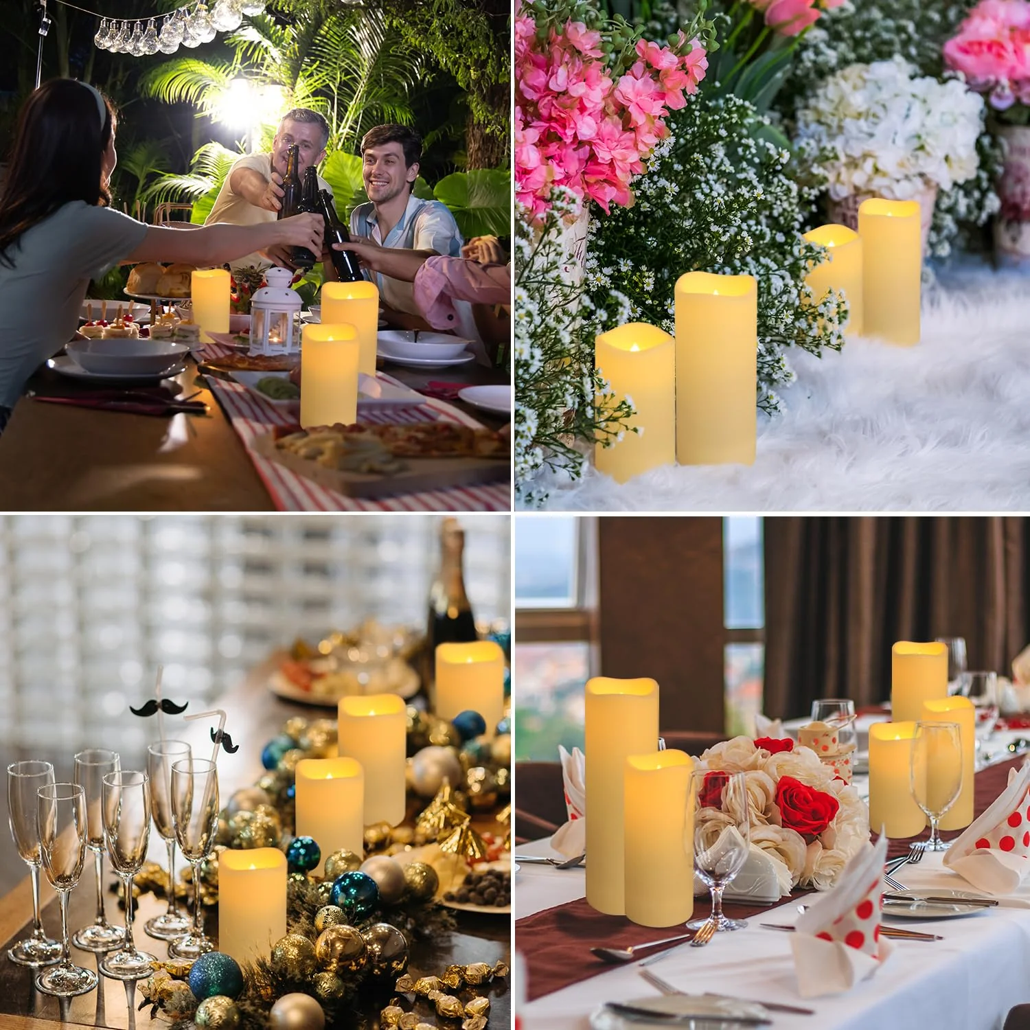 fclayvts 24-Pack LED Flameless Candles with Remote Control -Remote flameless Candles- Timer Candles -3D Flame, for Halloween Christmas Parties,Wedding,Home,Gift and Special Occasions(Three Sizes) - Image 6