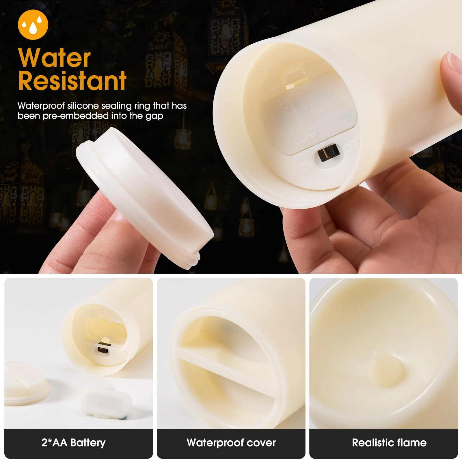 fclayvts 24-Pack LED Flameless Candles with Remote Control -Remote flameless Candles- Timer Candles -3D Flame, for Halloween Christmas Parties,Wedding,Home,Gift and Special Occasions(Three Sizes) - Image 8