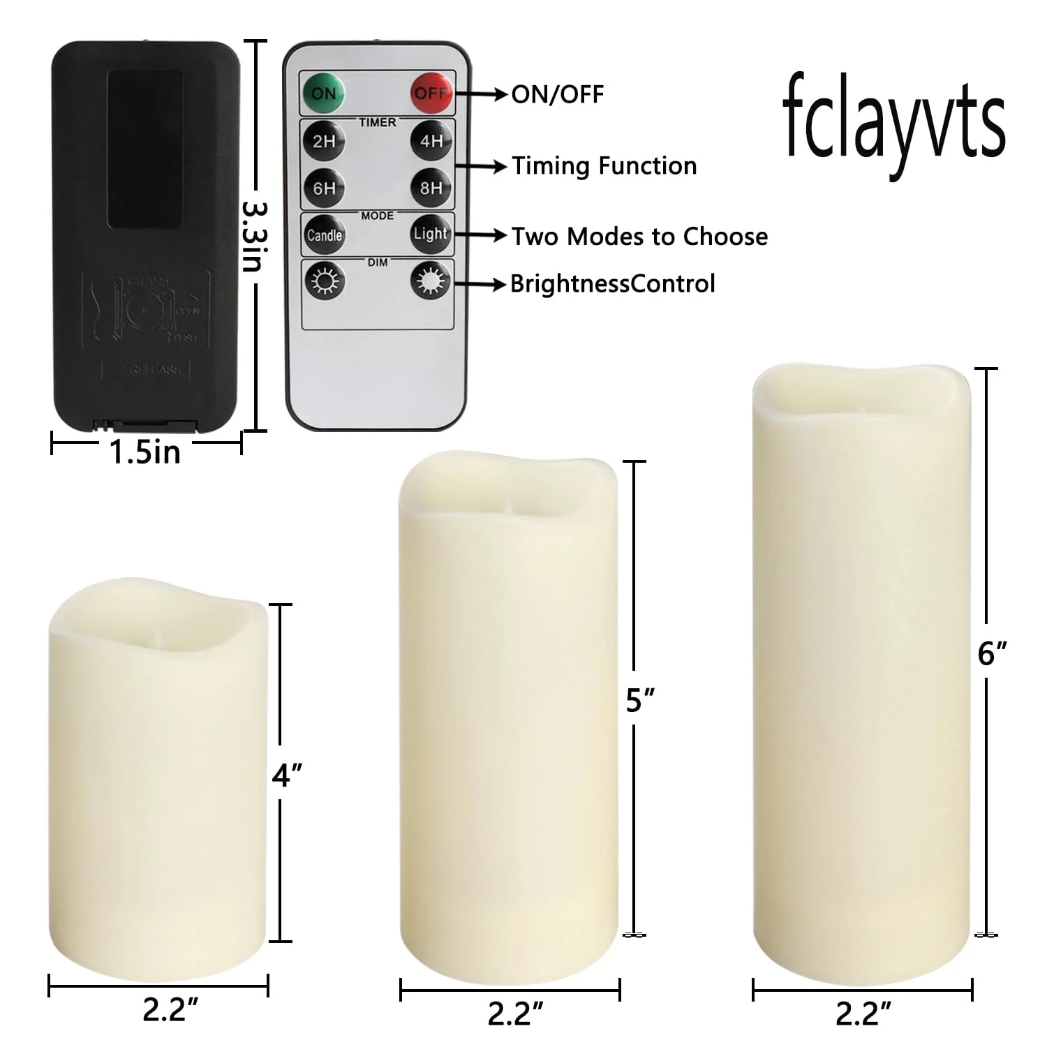 fclayvts 24-Pack LED Flameless Candles with Remote Control -Remote flameless Candles- Timer Candles -3D Flame, for Halloween Christmas Parties,Wedding,Home,Gift and Special Occasions(Three Sizes) - Image 9