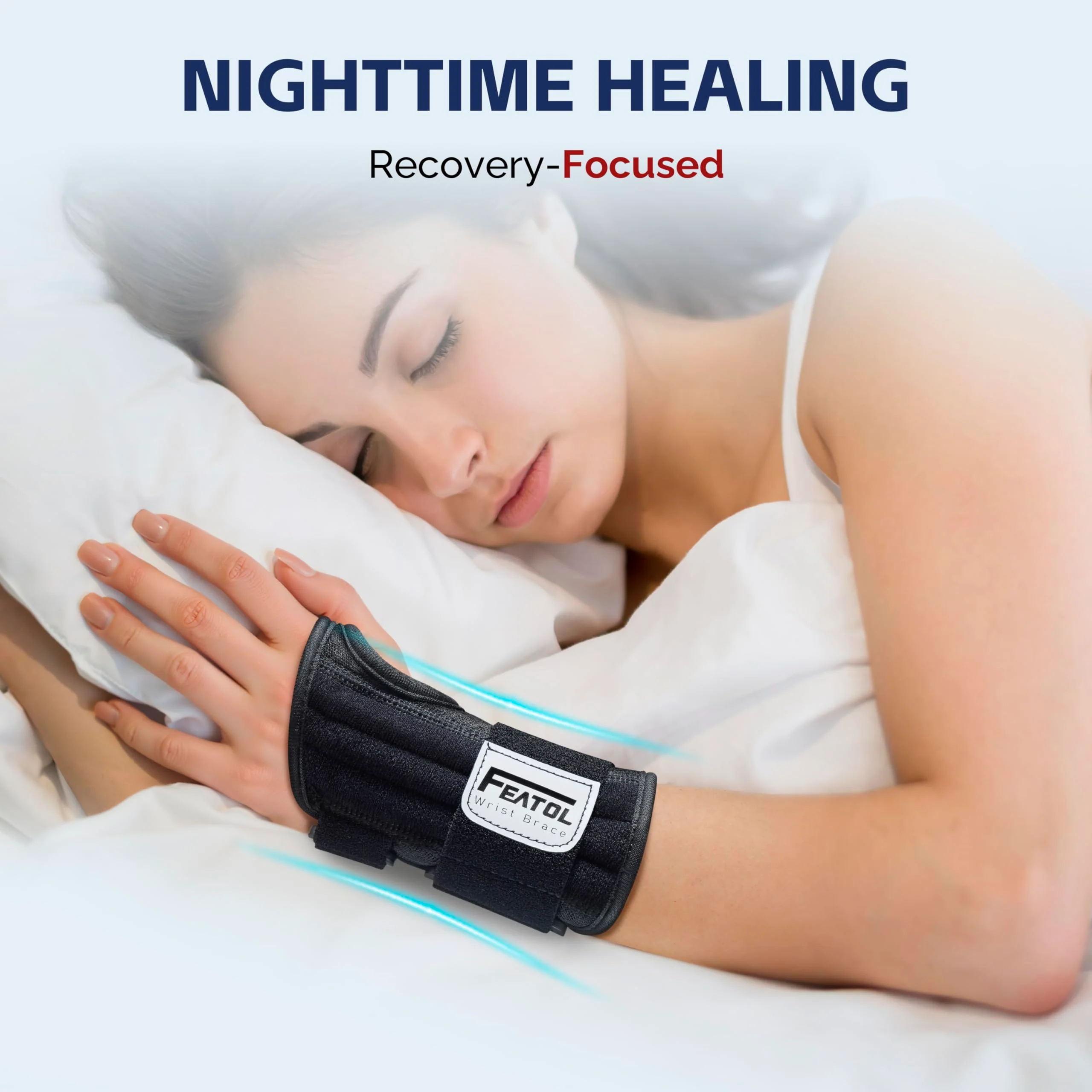FEATOL 2 Pack Carpal Tunnel Wrist Brace For Work With Wrist Splint, 6.5'' Wrist Brace Night Support For Women Men, Pain Relief For Tendonitis, Arthritis, Pregnancy, Typing, Right and Left Hand, Medium - Image 3