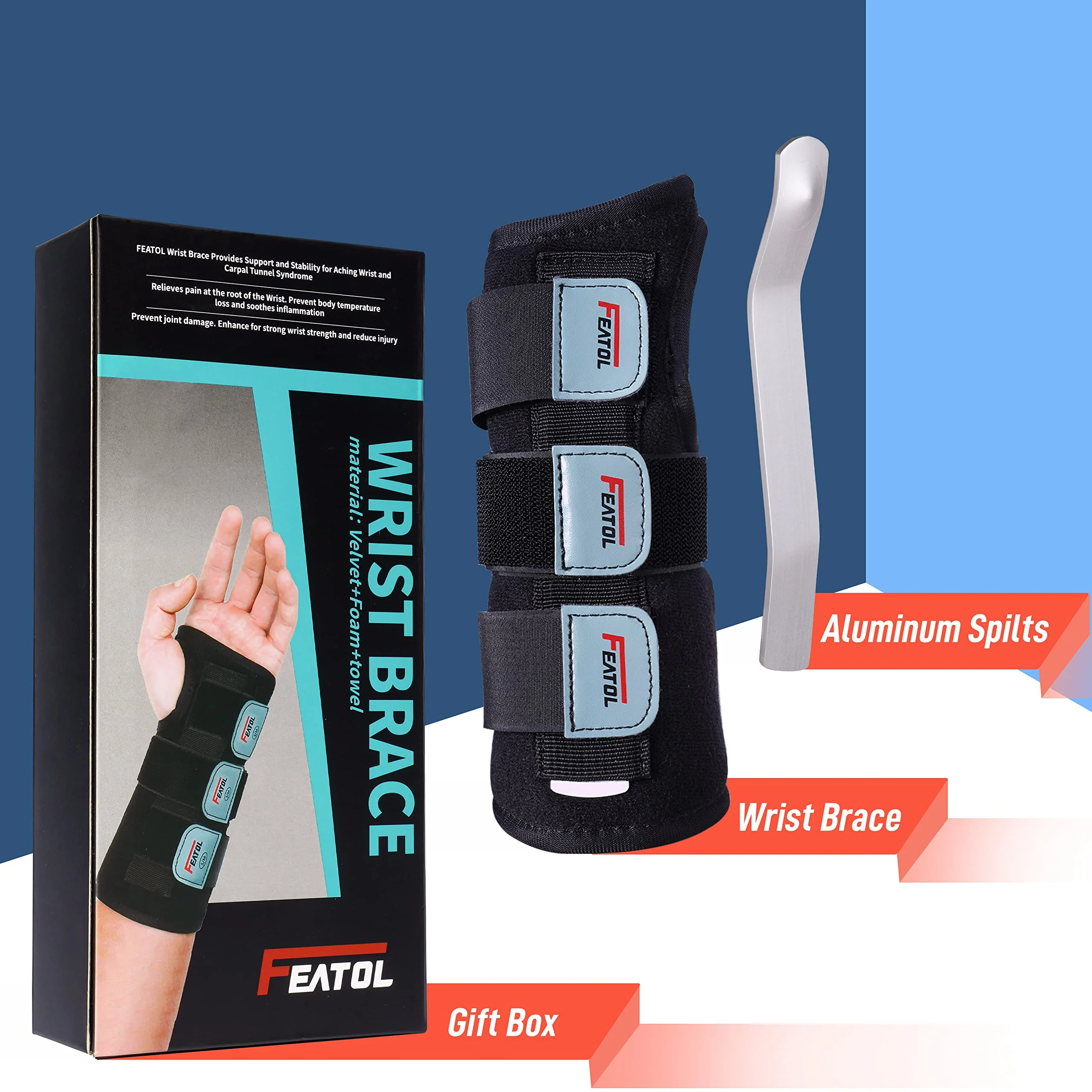 FEATOL Wrist Brace for Carpal Tunnel, Adjustable Night Wrist Support Brace with Splints Left Hand, Large/X-Large, Hand Support for Arthritis, Tendonitis, Sprain, Injuries - Image 8