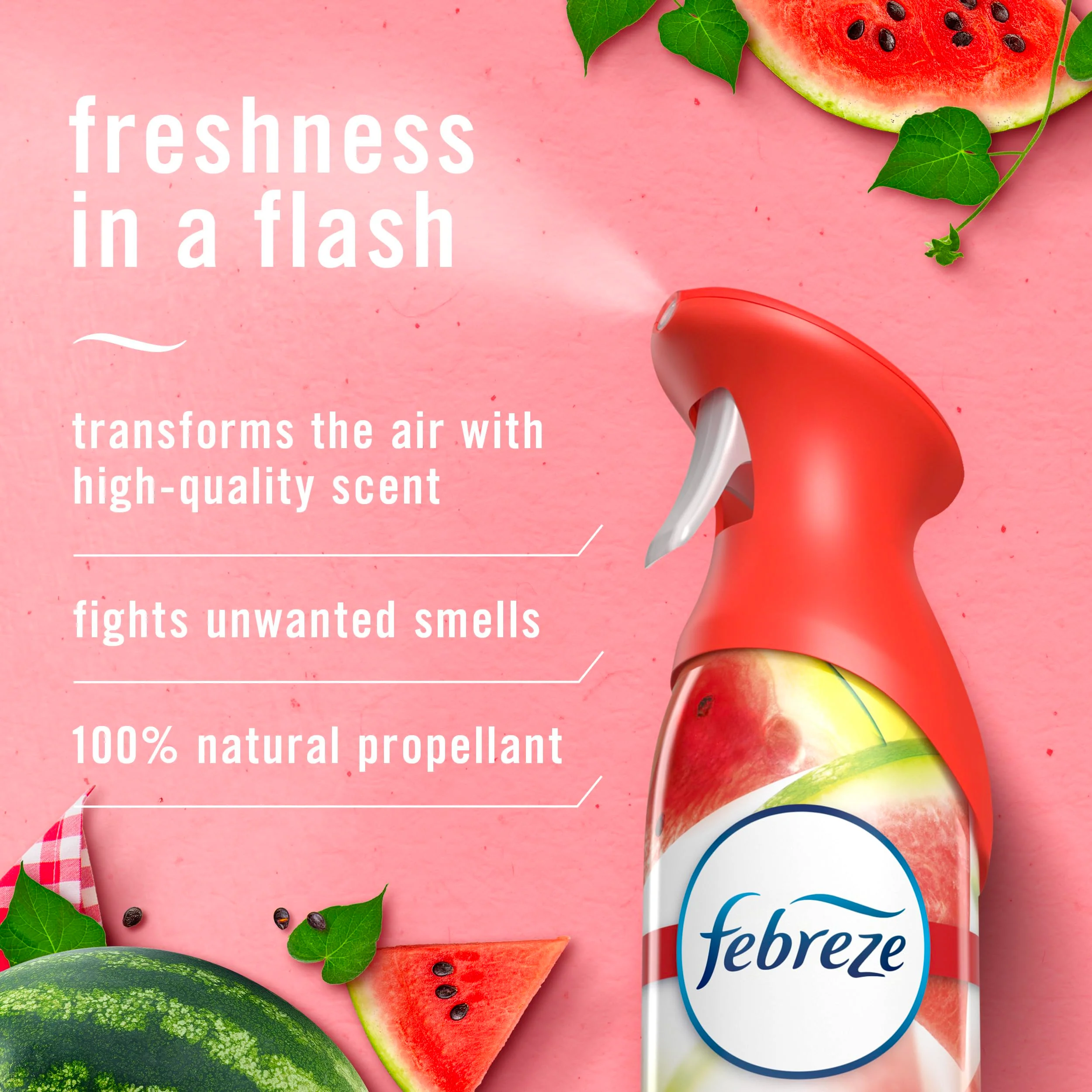 Febreze Air Mist Air Freshener Spray, Odor-Fighting Room Spray, Air Fresheners for Home and Bathroom and Kitchen, Aerosol Can, Sweet Watermelon Vine Scent, 8.8oz (Pack of 2) - Image 2