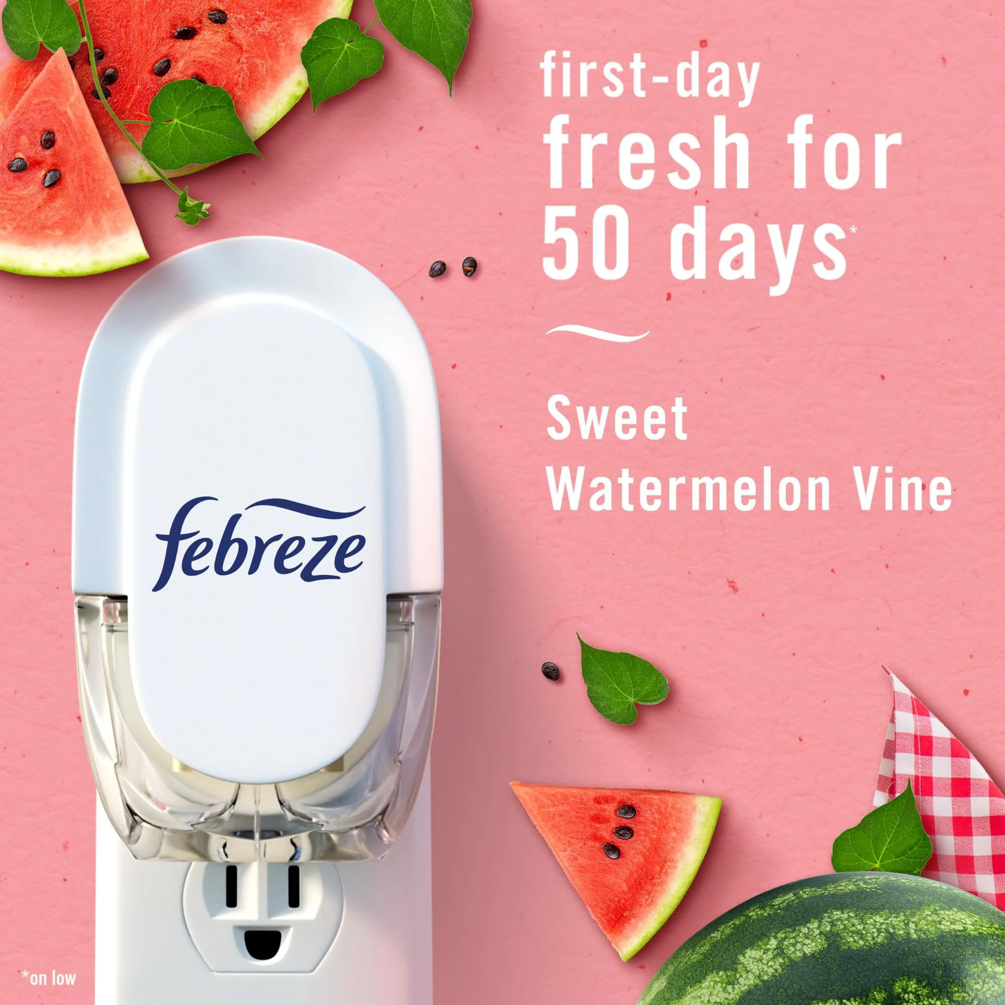 Febreze Plug In Air Freshener, Odor-Fighting Scented Oil Refill, Air Fresheners for Home and Bathroom and Kitchen, Long Lasting for Strong Odors, Sweet Watermelon Vine Scent, 0.87oz Refill, 3 Count - Image 4