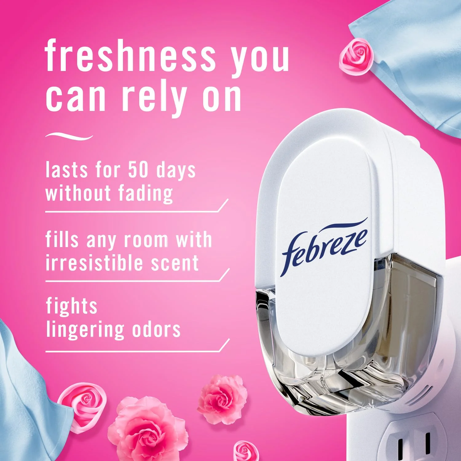 Febreze Plug-In Air Freshener, Odor-Fighting Scented Oil Refill, Air Fresheners for Home, Bathroom and Kitchen, Long Lasting, Downy April Fresh Scent, Cranberry, 0.87oz Refills, 3 Count - Image 2