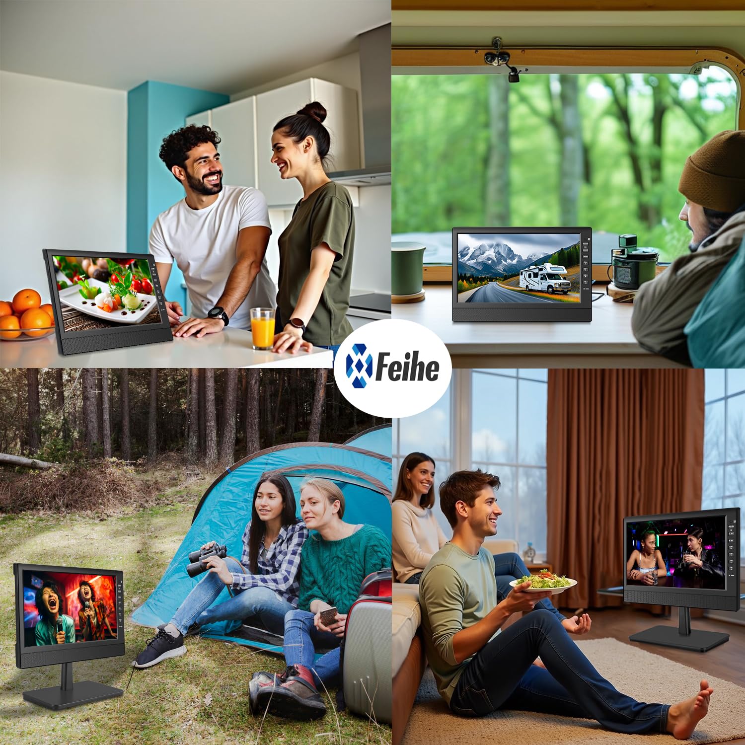 Feihe 12 Inch Small TV, Portable TV with HD Display, Antenna,HDMI,AV,USB Ports, Built-in Digital Tuner and Compact Design for Kitchen, RV, and Travel - Image 2