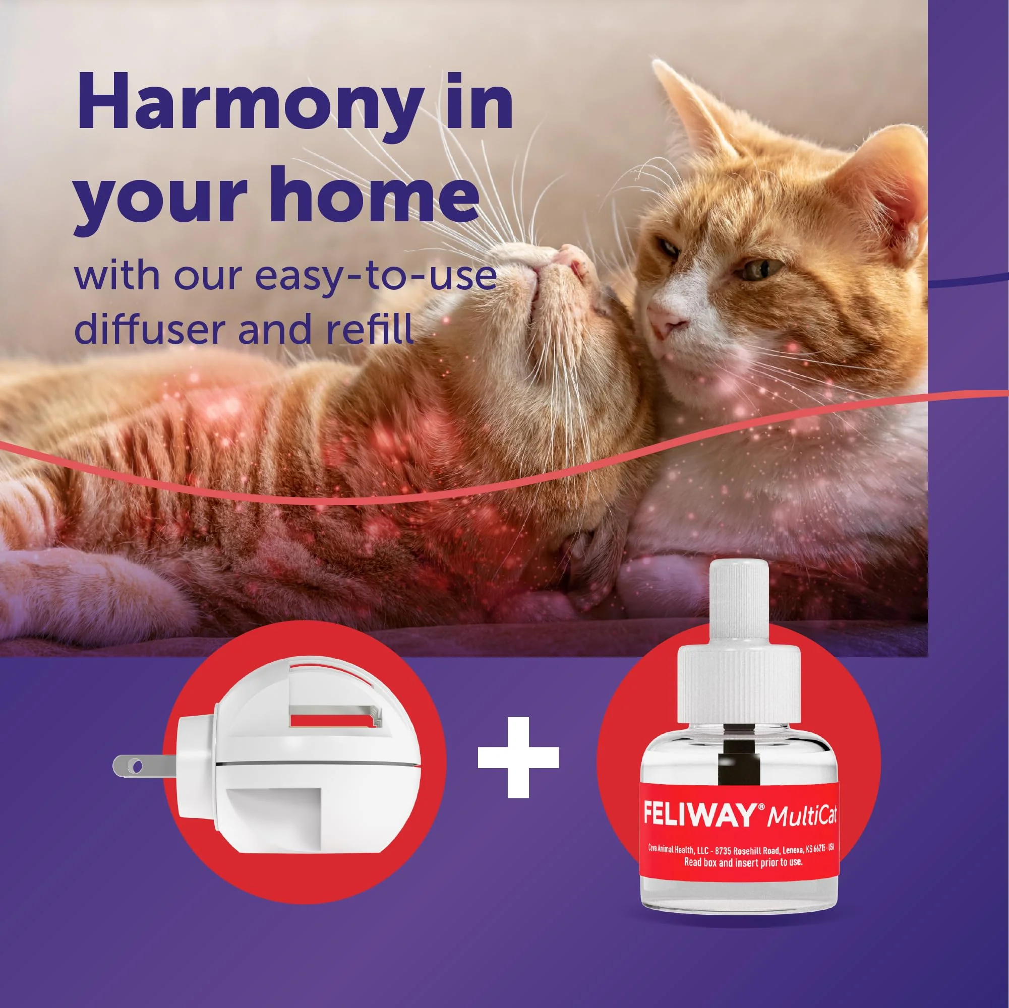FELIWAY MultiCat 30 Day Cat Calming Plug In Pheromone Diffuser Starter Kit, 48ml - Helps Reduce Conflicts and Signs of Tension in Multi-Cat Households - Image 5