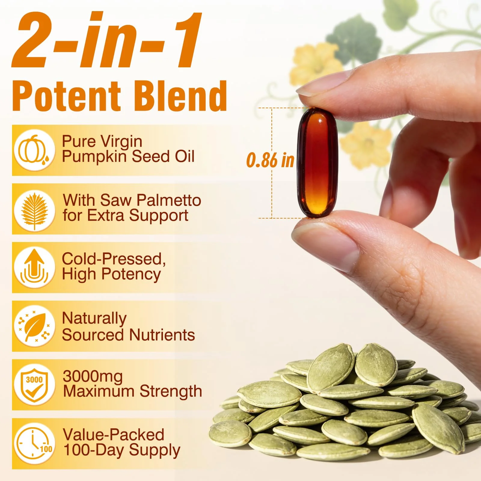 Fenolutra Pumpkin Seed Oil with Saw Palmetto - Cold-Pressed Softgels for Hair Growth & Prostate Support - Organic Supplement for Men & Women, Non-GMO, 300 Softgels - Image 8