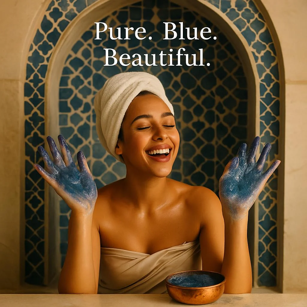 Feriha Moroccan Black Soap, Indigo, Sahara Nila, 100% Natural, Artisan Beldi Soap, Crafted & Packed in Morocco - Traditional Hammam Formula - Image 9