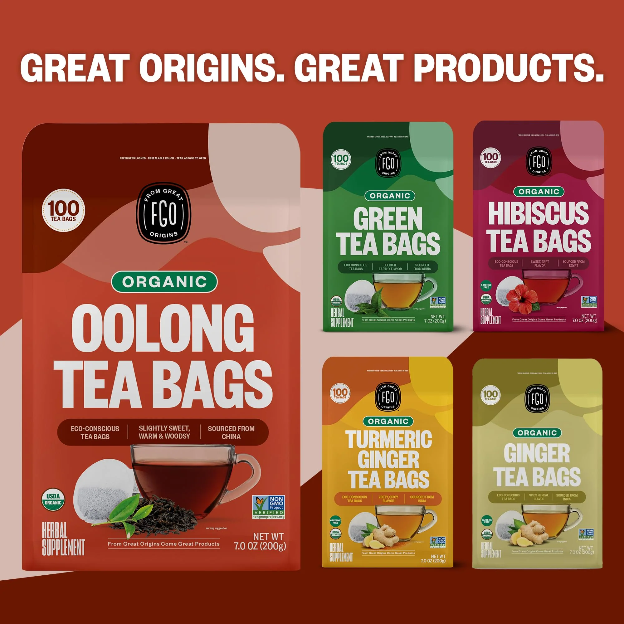 FGO Organic Oolong Tea, Eco-Conscious Tea Bags, 100 Count, Packaging May Vary (Pack of 1) - Image 8