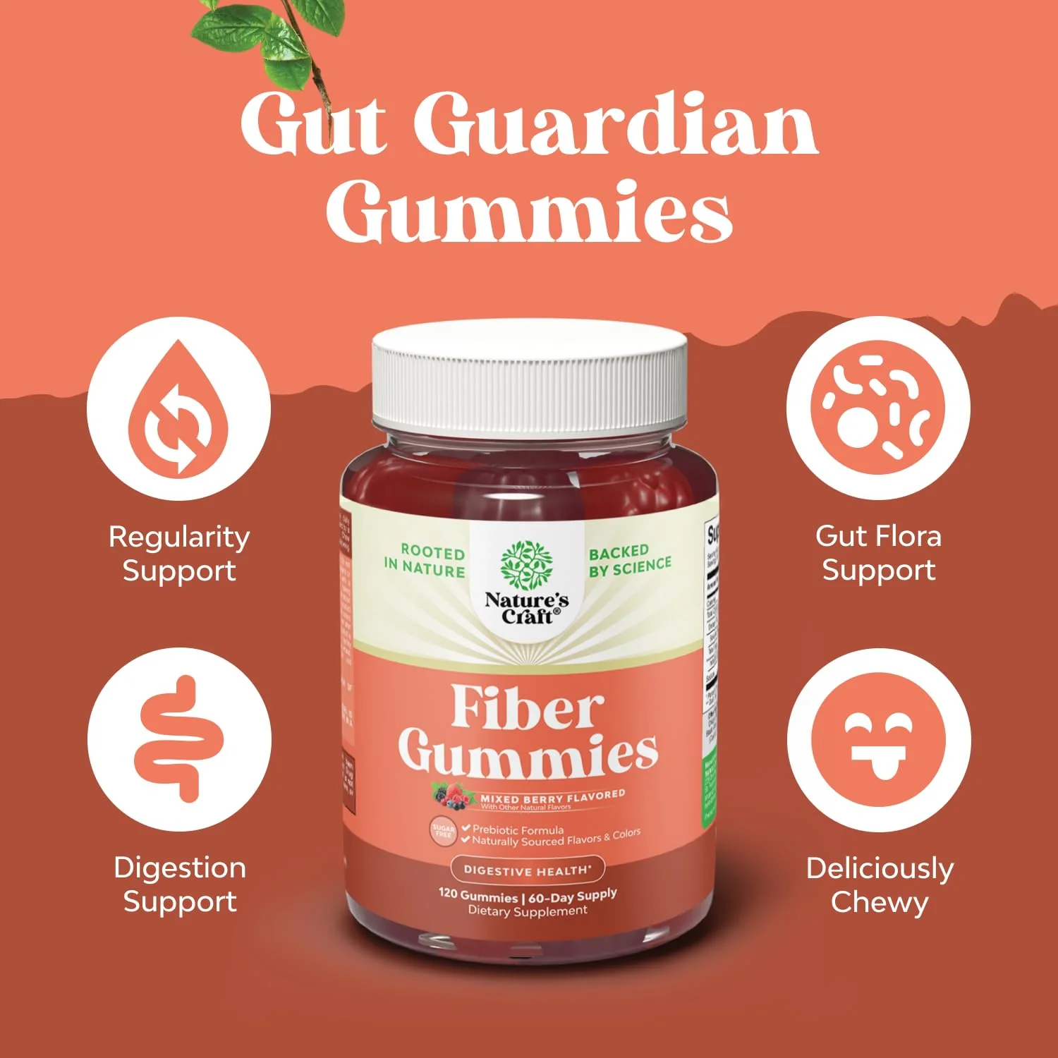 Fiber Gummies for Adults - Chicory Root Supplement with Prebiotic Support for Gut & Digestive Health - Soluble Digestion Capsules for Stomach Regulation & Immune Aid - Sugar Free & Vegan - 120 Count - Image 6