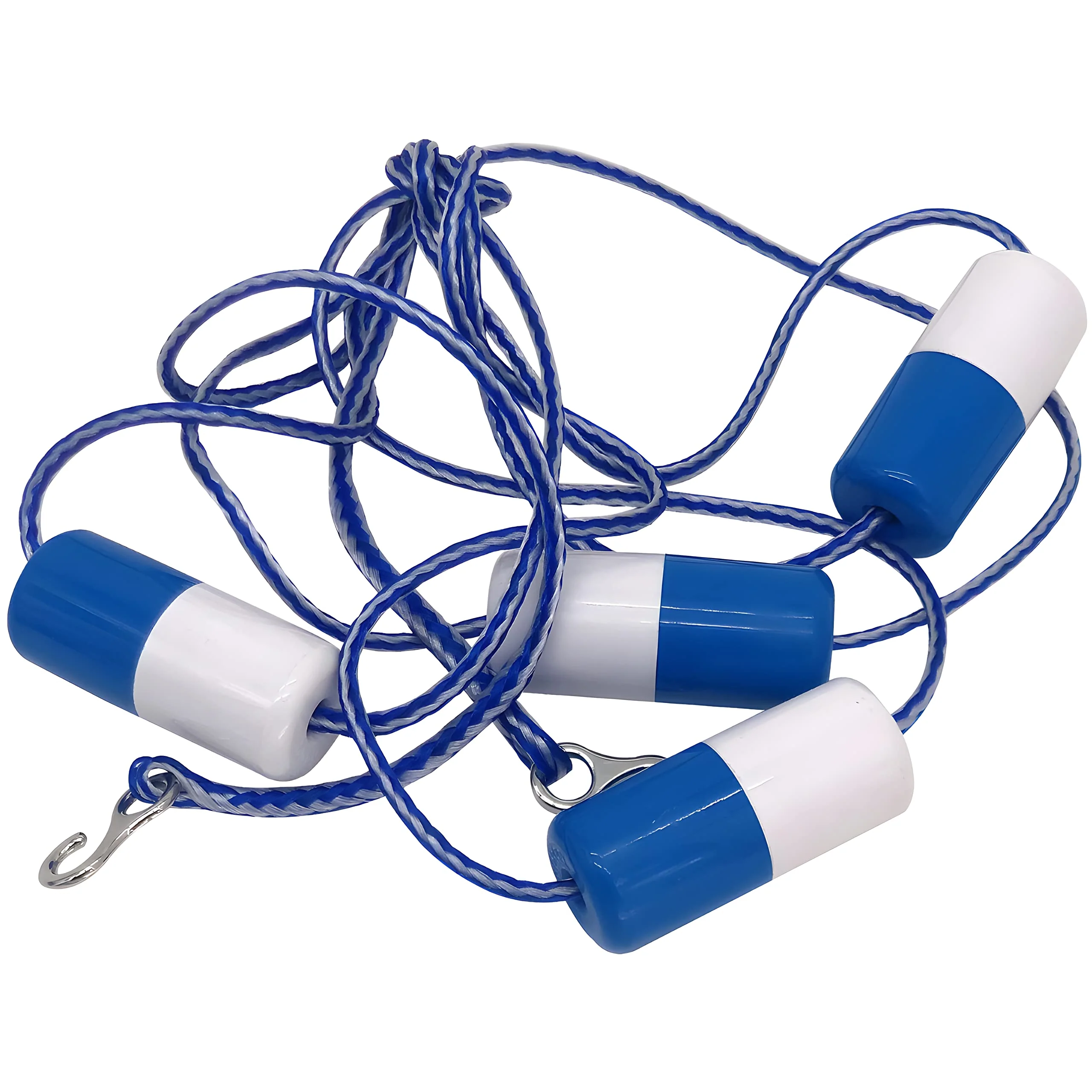 FibroPool Floating Pool Safety Rope - 16 Foot - Adjustable Length Lane Divider With Hooks for Swimming Pools - Equipment to Divide Swim Race Lanes - Buoy Line With 4 Integrated Floats