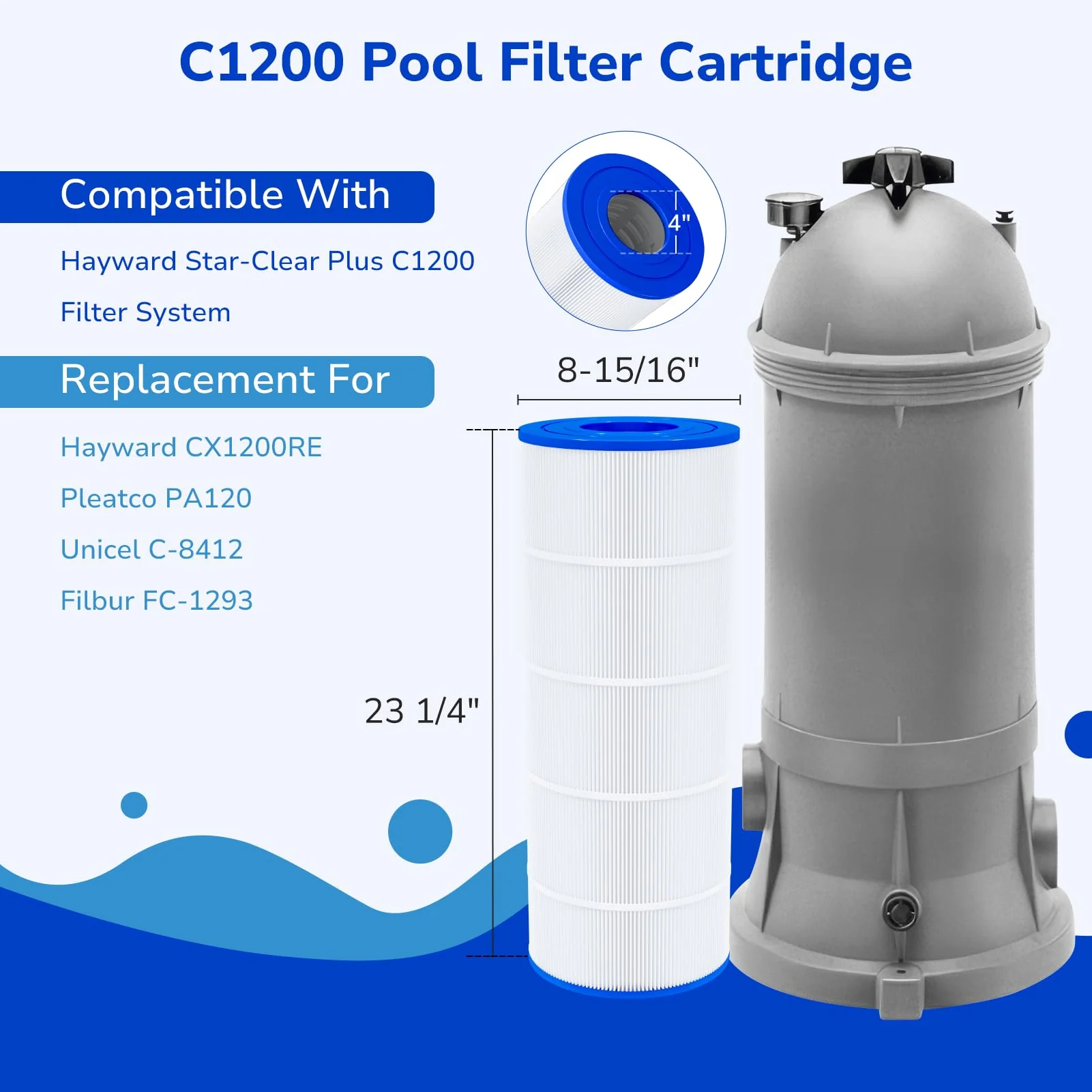 Fil-fresh C1200 Pool Filter Cartridges Compatible with Hayward C1200, Replacement for Pleatco PA120, Hayward CX1200RE, Unicel C-8412, 120 sq.ft - Image 8