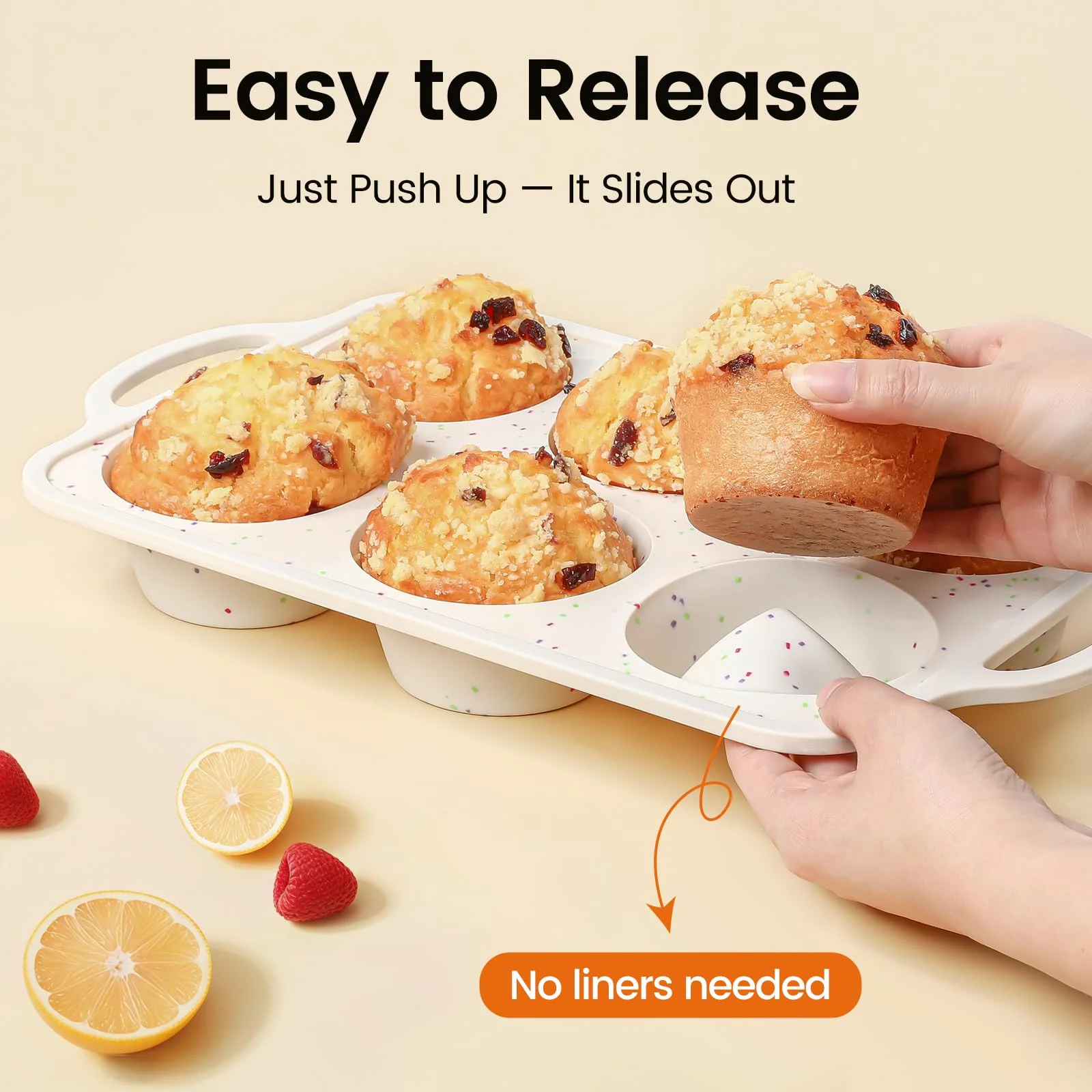 Fimary Silicone Jumbo Muffin Pan with Metal Frame, Non Stick Food Grade Silicone Large Muffin Pan Set of 2, with Handles 6 Cup,BPA-Free and Dishwasher Safe, Jumbo Cupcake Pans - Image 8