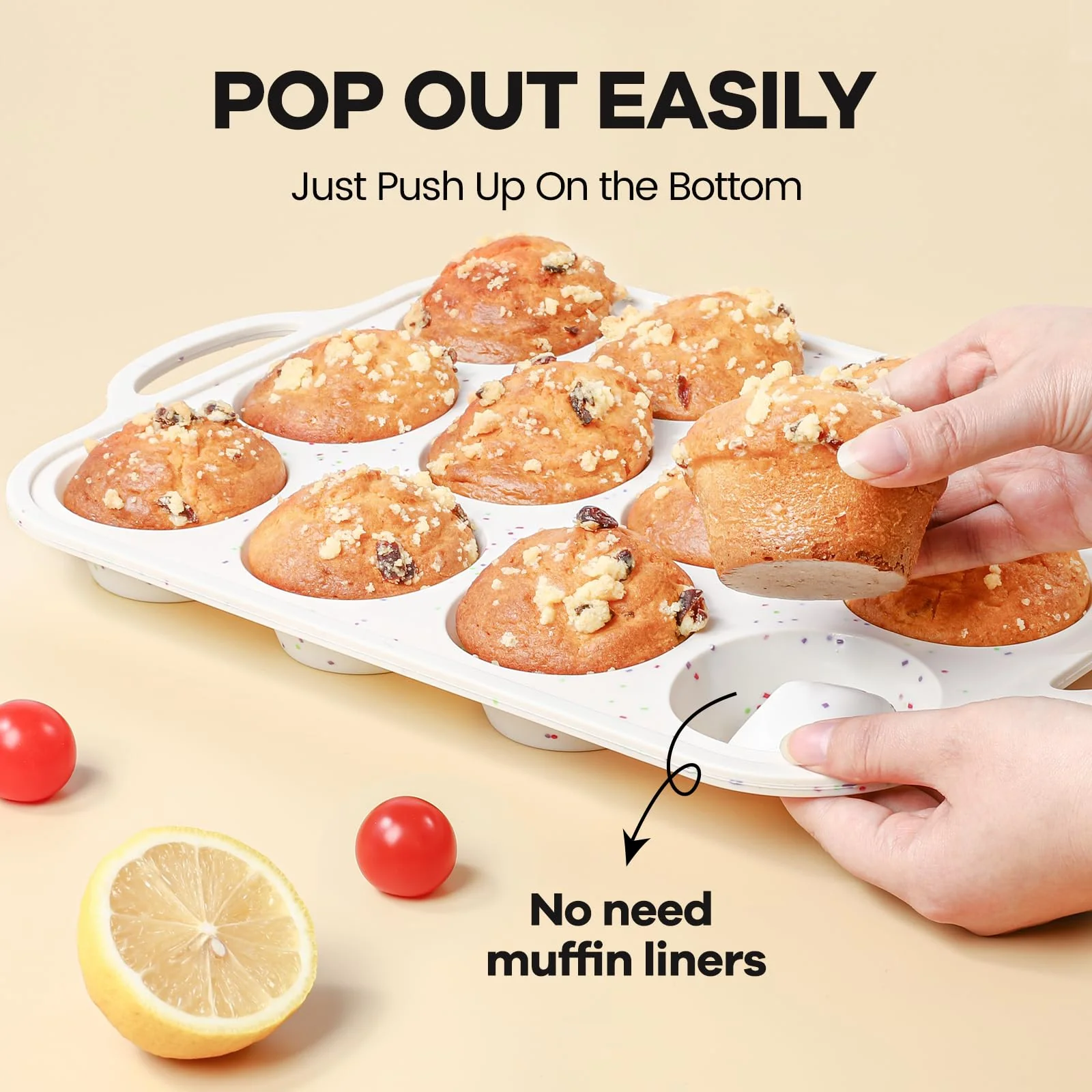 Fimary Silicone Muffin Pans for Baking 2 Pack, 2.8 Inch with Metal Reinforced Frame, Regular Size Nonstick Silicone Cupcake Pan 12 Cups for Baking Homemade Muffins, Cupcakes, Dishwasher Safe BPA Free - Image 8
