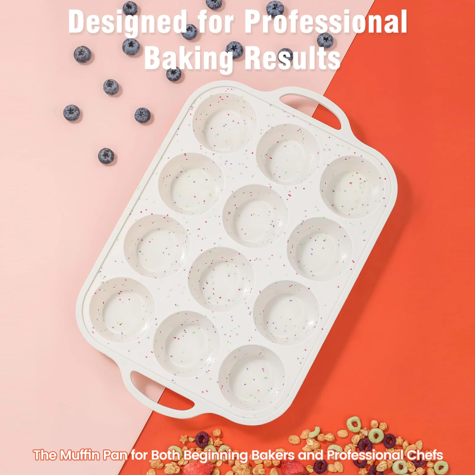 Fimary Silicone Muffin Pans for Baking 2 Pack, 2.8 Inch with Metal Reinforced Frame, Regular Size Nonstick Silicone Cupcake Pan 12 Cups for Baking Homemade Muffins, Cupcakes, Dishwasher Safe BPA Free - Image 9