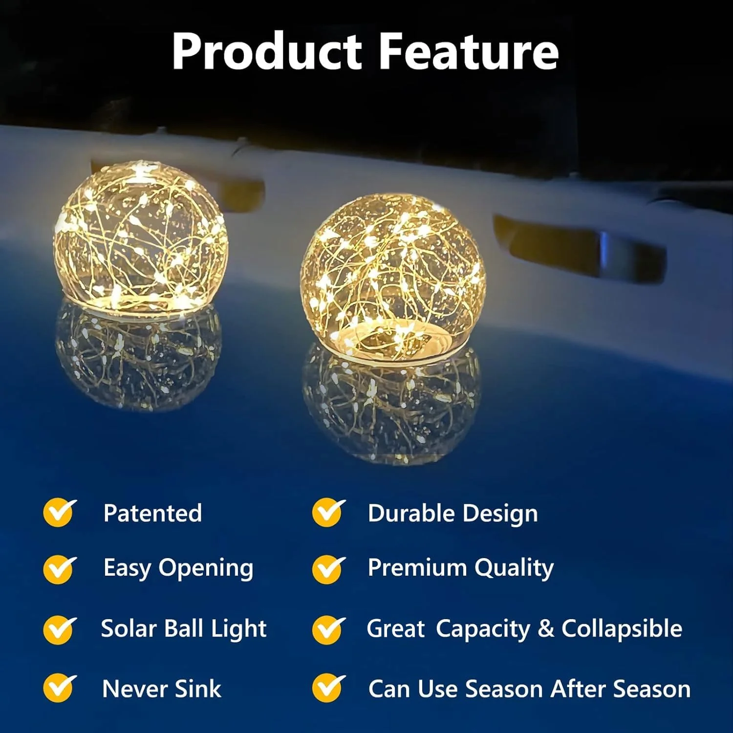 FineBud Pool Chlorine Floater with Solar Ball Lights, Floating Pool Chlorines Dispenser for 4x3” Chlorine Tablets, Easy Opening chlorines Tablet Holder Floater, Anti-Sinking Spa Chemical Dispenser - Image 4