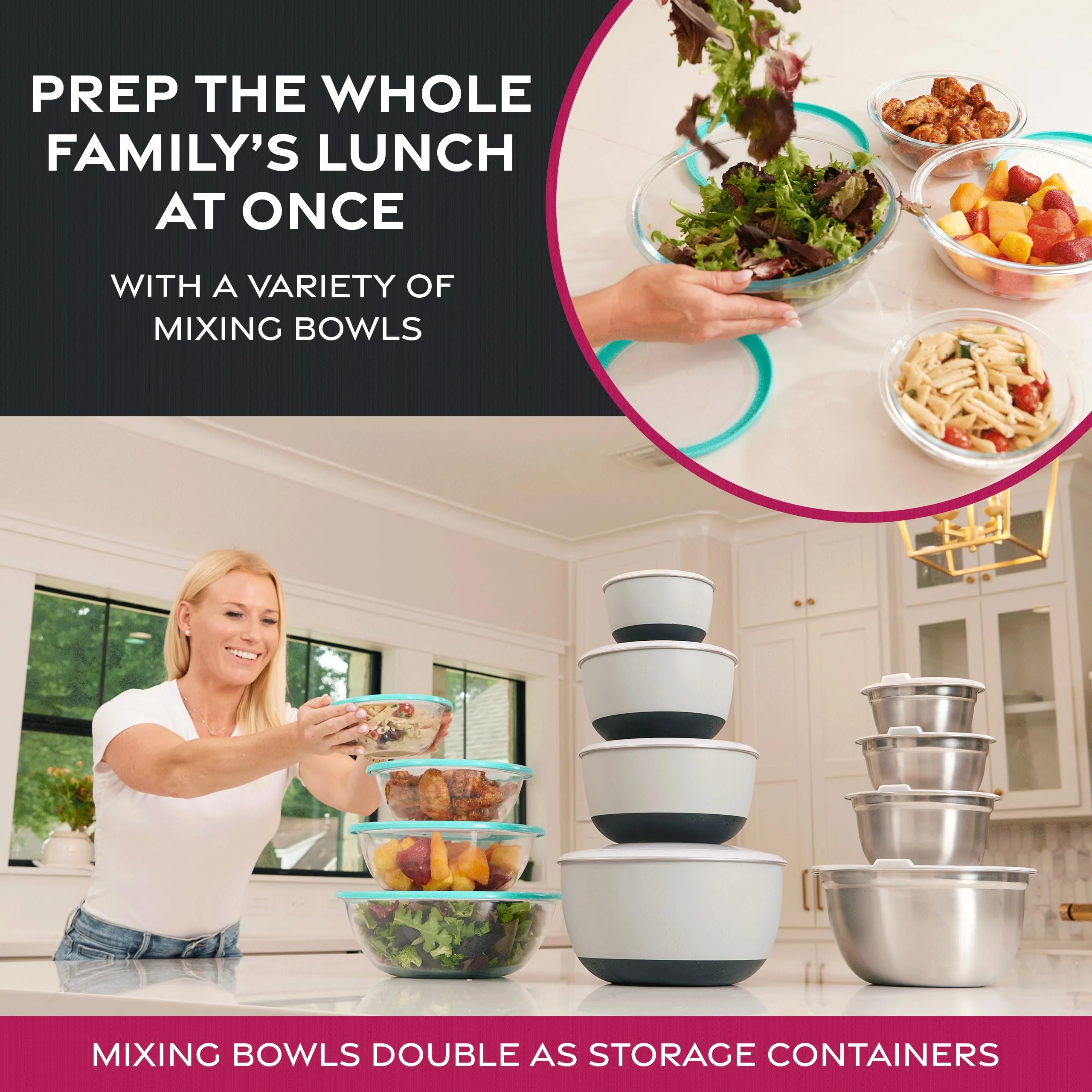FineDine Stainless Steel Mixing Bowls (Set of 5) Stainless Steel Mixing Bowl Set - Easy To Clean, Nesting Bowls for Space Saving Storage, Great for Cooking, Baking, Prepping - Image 6