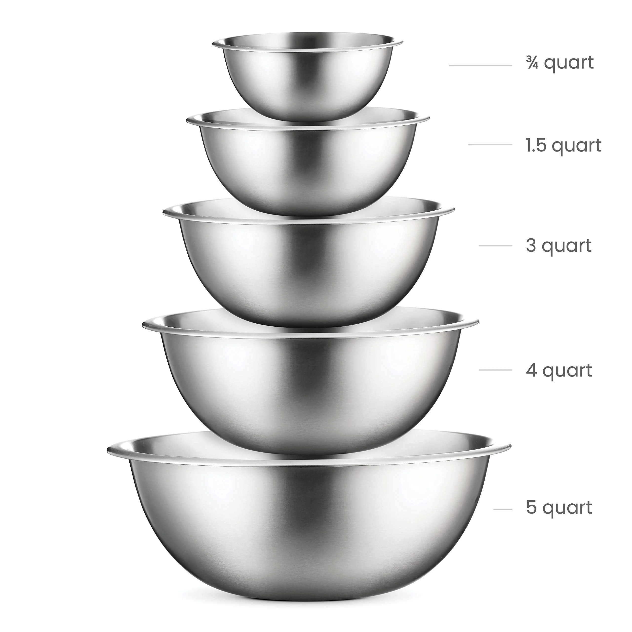 FineDine Stainless Steel Mixing Bowls (Set of 5) Stainless Steel Mixing Bowl Set - Easy To Clean, Nesting Bowls for Space Saving Storage, Great for Cooking, Baking, Prepping - Image 7