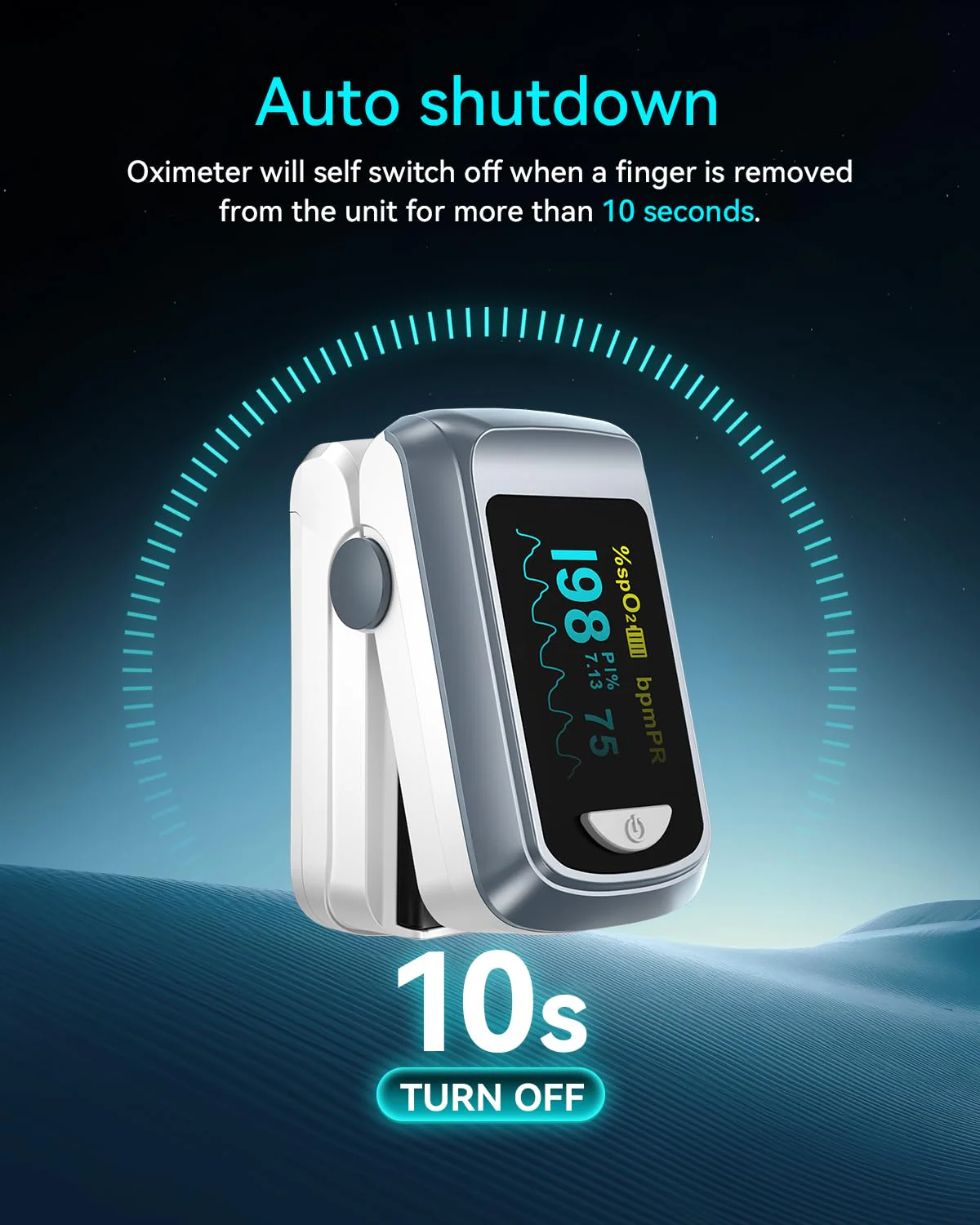 Fingertip Pulse Oximeter Blood Oxygen Monitor Finger for Adult & Children Portable Oxygen Level Monitor with OLED Screen Included 2 X AAA Batteries and Lanyard - Image 6