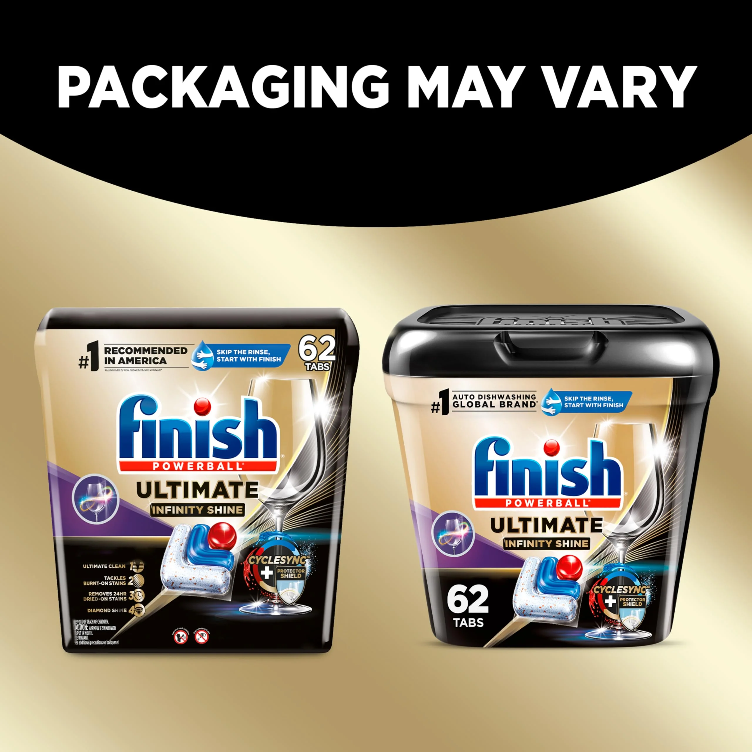 Finish Ultimate Infinity Shine Dishwasher Pods, No Pre-Rinse Dishwasher Detergent Soap Removes Burnt-On Stain, with Protector Shield & CycleSync Technology, Degreasing & Scrubbing Power, 62 Count - Image 9
