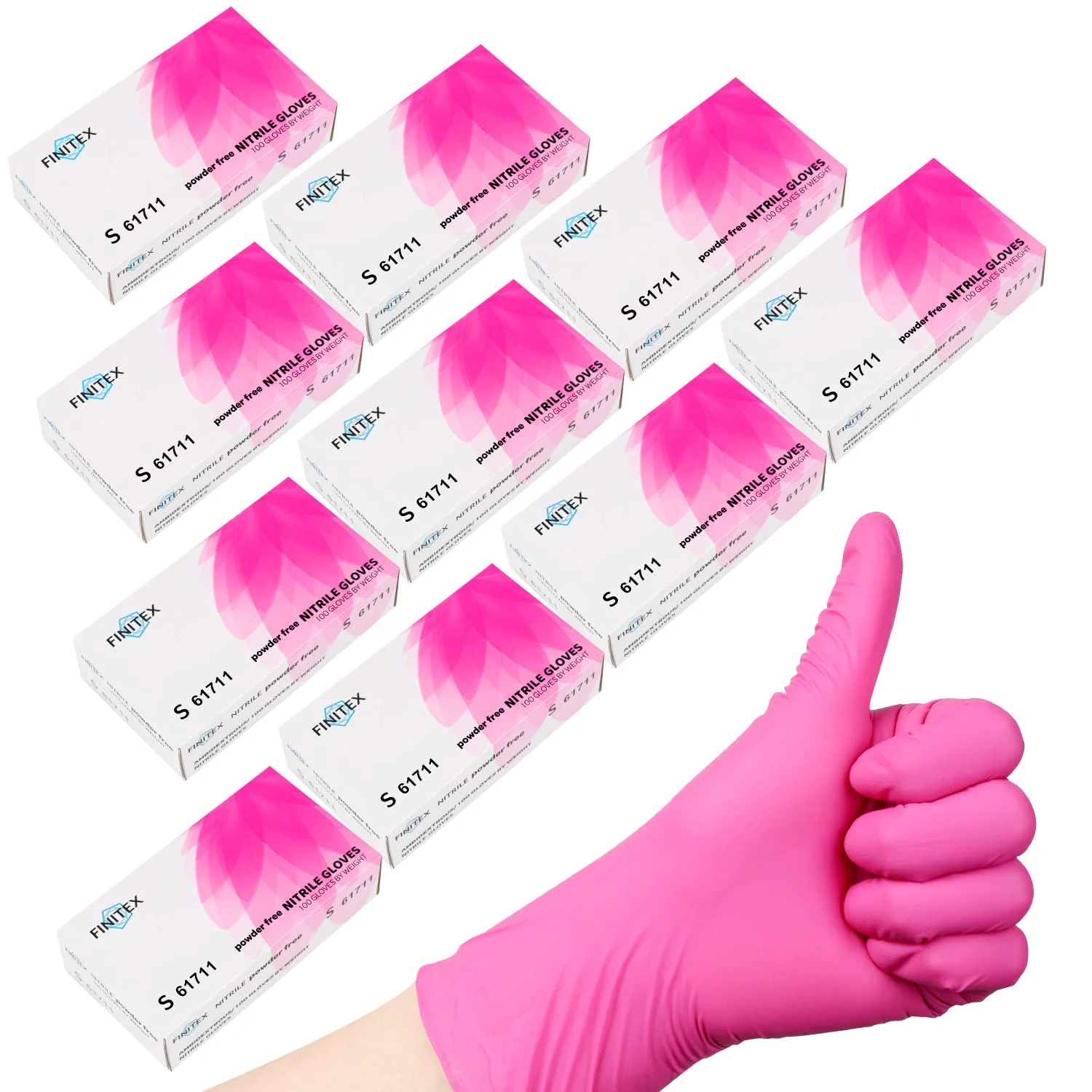 FINITEX Nitrile Disposable Latex-Free Gloves - 1000PCS/Case Powder-Free Guantes de Nitrilo Cleaning Medical Exam Food Cooking Gloves Rose Red(Small) - Image 3