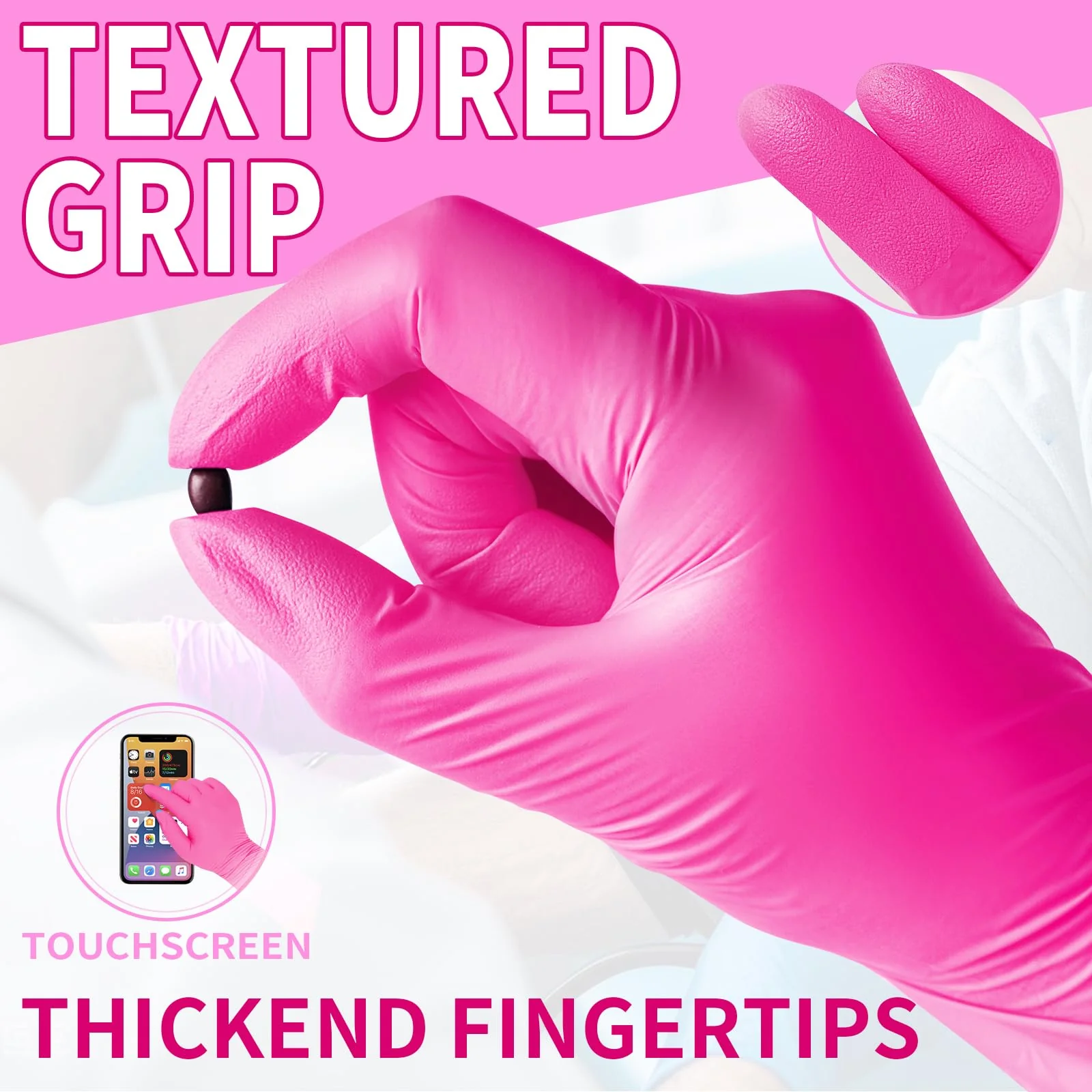 FINITEX Nitrile Disposable Latex-Free Gloves - 1000PCS/Case Powder-Free Guantes de Nitrilo Cleaning Medical Exam Food Cooking Gloves Rose Red(Small) - Image 5