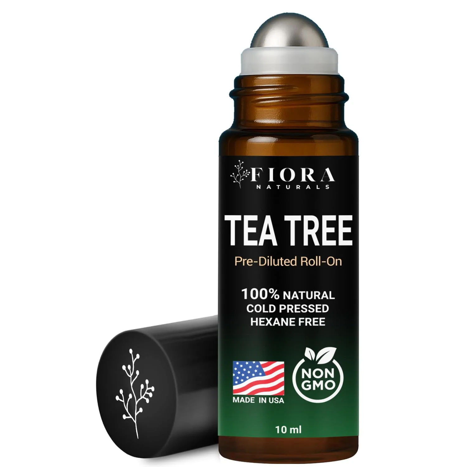 Fiora Naturals Tea Tree Oil Roll On - 100% Natural Tea Tree Essential Oil for Skin, Face, Acne, Nails, Cuticles, Scalp & Aromatherapy Wellness