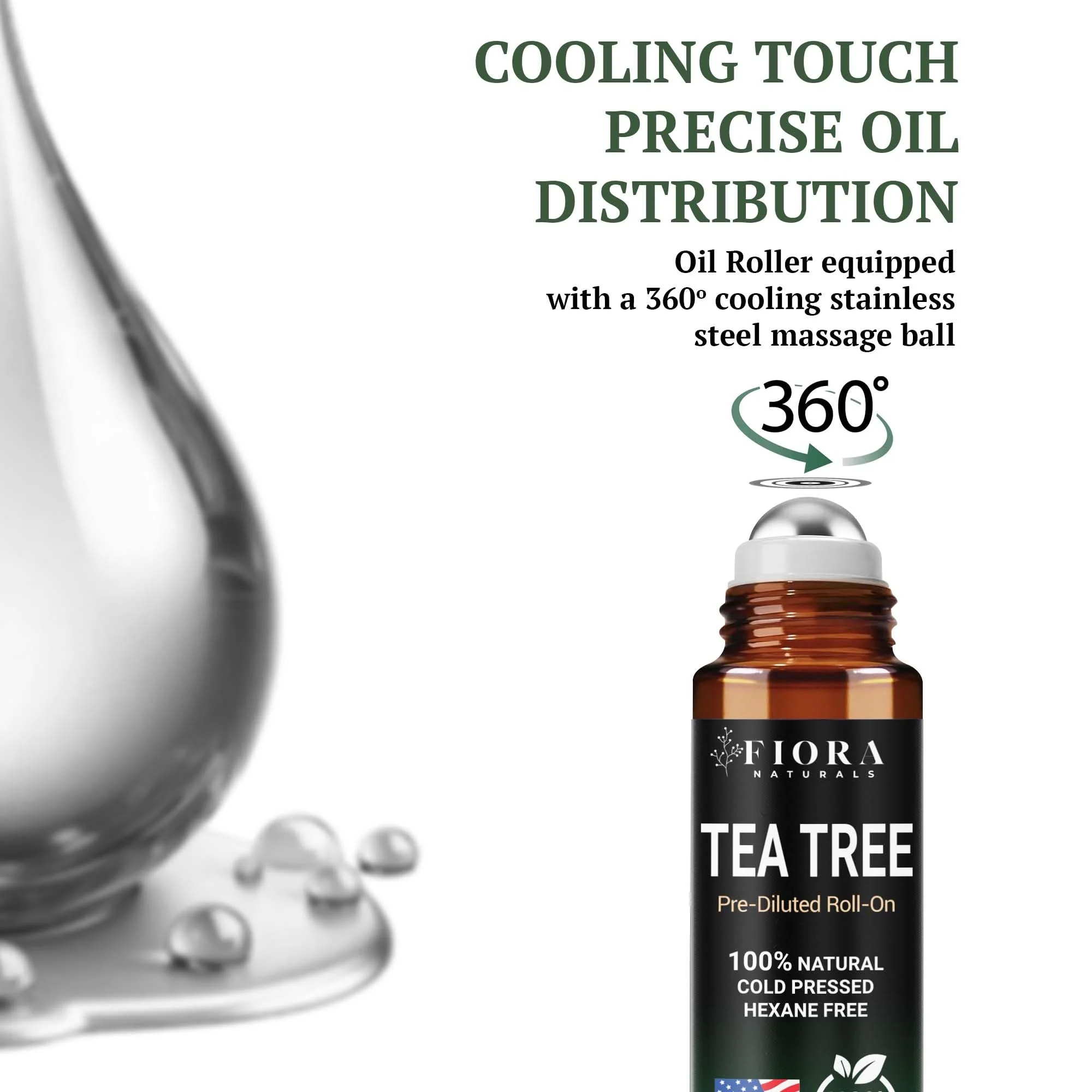 Fiora Naturals Tea Tree Oil Roll On - 100% Natural Tea Tree Essential Oil for Skin, Face, Acne, Nails, Cuticles, Scalp & Aromatherapy Wellness - Image 2