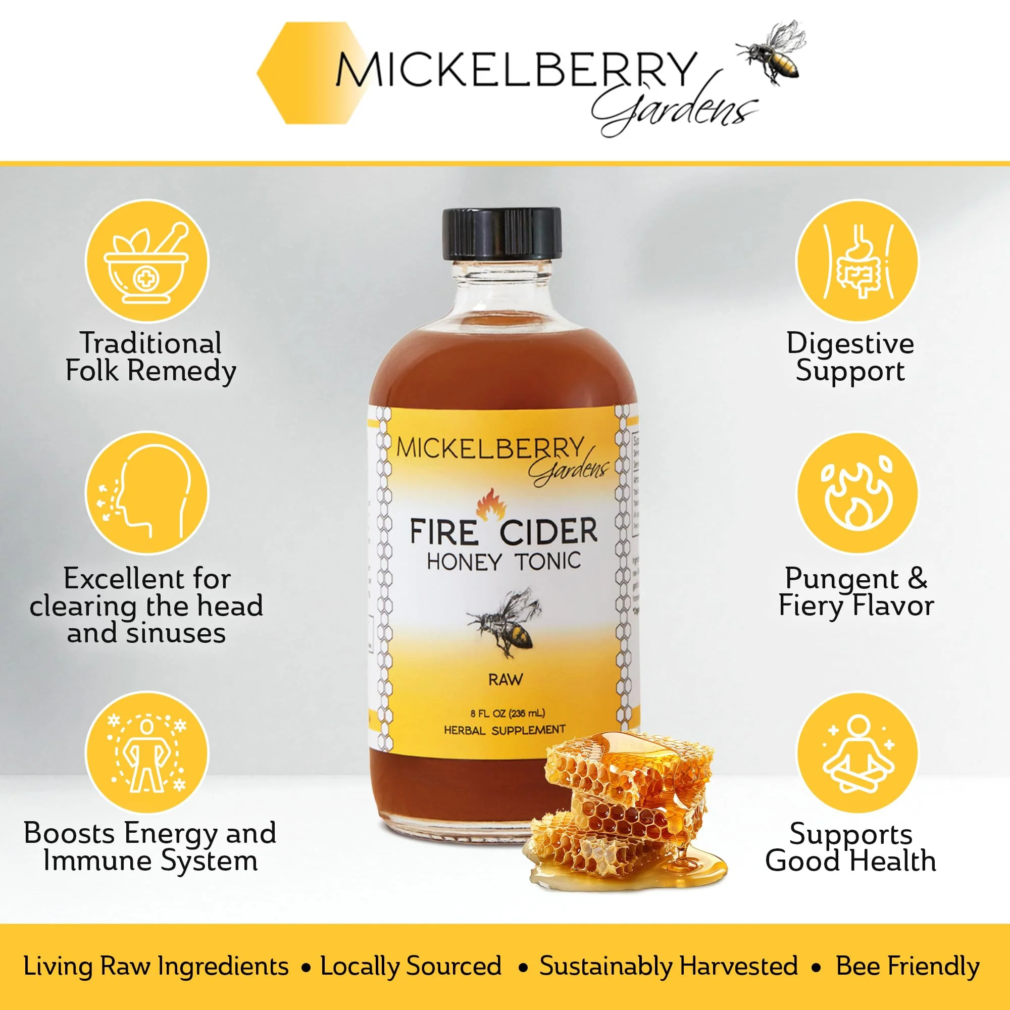 Fire Cider Apple Cider Vinegar Honey Tonic with Organic Turmeric Root, Ginger Root & Dandelion - Natural Digestion & Immune Support (8 Ounces) - Image 6