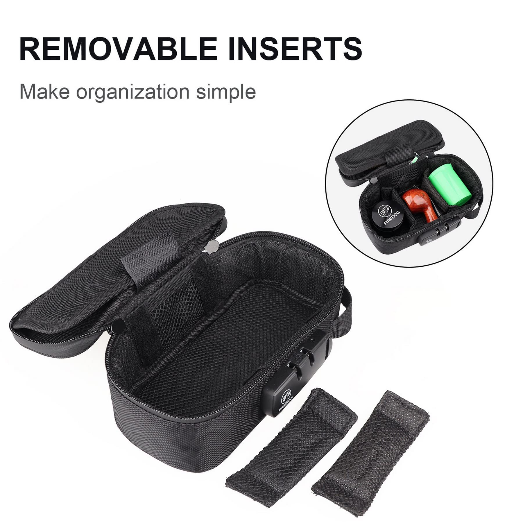 FIREDOG Smell Proof Bag with Lock, Carbon Lined Smell Proof Case Containers for Travel Storage (Black, 8x4x2.75 Inch) - Image 3