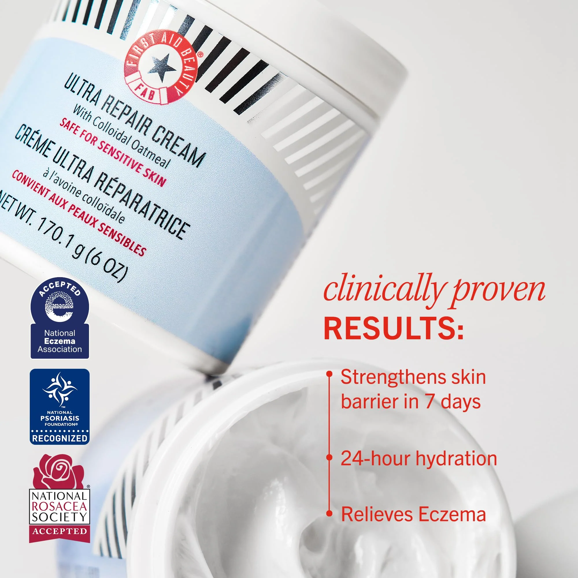 First Aid Beauty - Ultra Repair Cream, Intense Hydration Whipped Colloidal Oatmeal, Strengthens Skin Barrier in 7 Days & Helps Relieve Eczema, Luxury Face & Body Moisturizer, Grapefruit Scent, 12 oz - Image 6