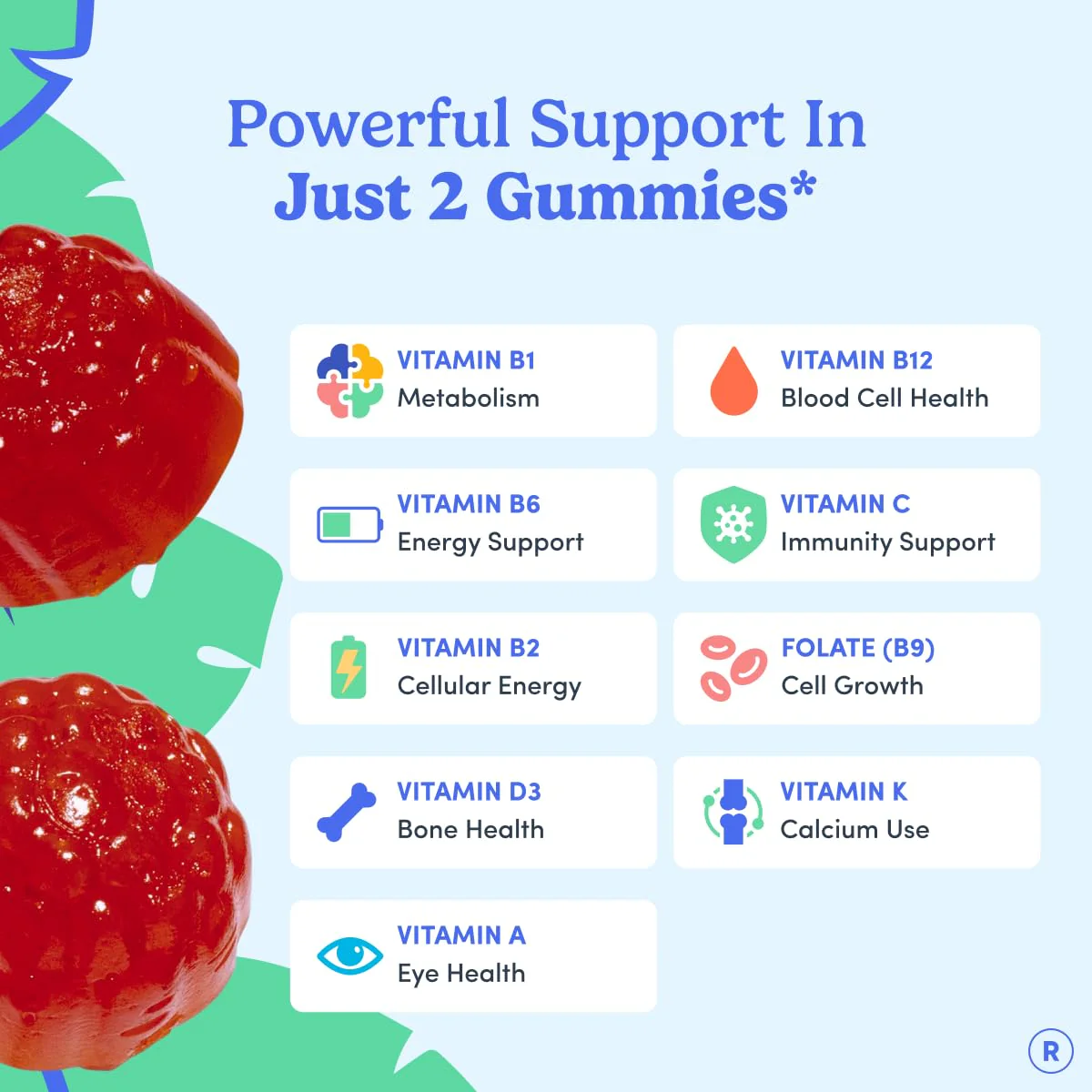 FIRST DAY Multivitamin for Men + Organic Fruit & Veggie Blend, Mens Multivitamins Gummies with 13 Key Nutrients for Energy, Focus, Immunity - Vitamins A, B1, B2, B6, B9, B12, C, D3, K - 30 Day Supply - Image 6