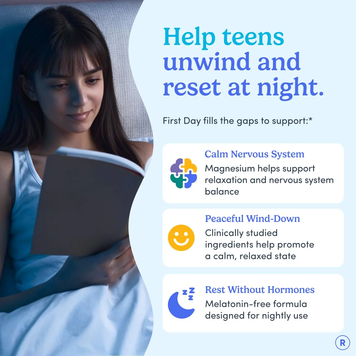 First Day Teens’ Nighttime Reset Calming Magnesium Gummies – Sleep Aid Supports Peaceful Rest, Balanced Mood & Energy – Supplement with Magnesium Citrate, Affron & No Melatonin – 30-Day Supply - Image 9