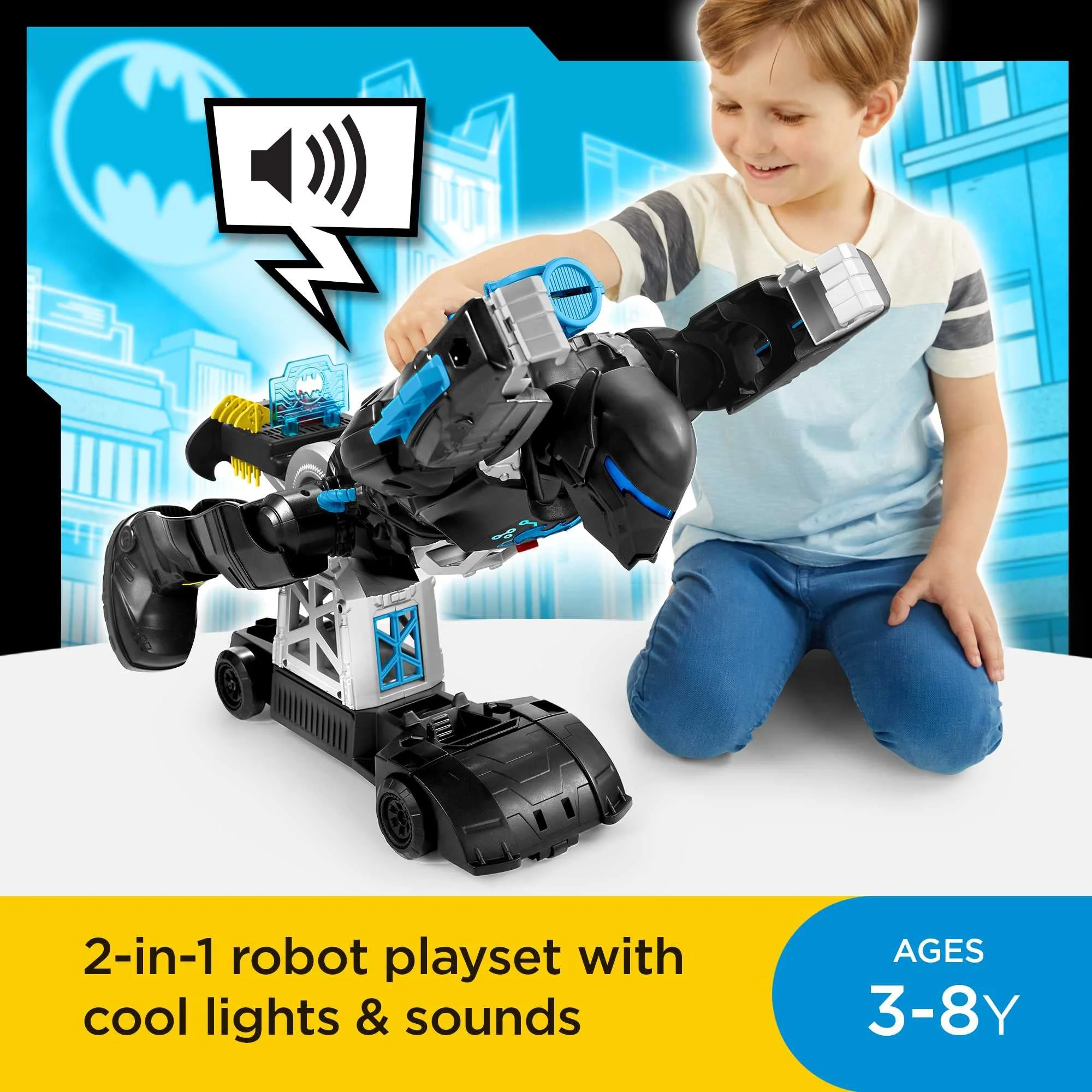Fisher Price Imaginext DC Super Friends Batman Playset Bat-Tech Batbot 2-Ft-Tall Robot with Lights Sounds & 11 Play Pieces for Ages 3+ Years, GWT23 - Image 6